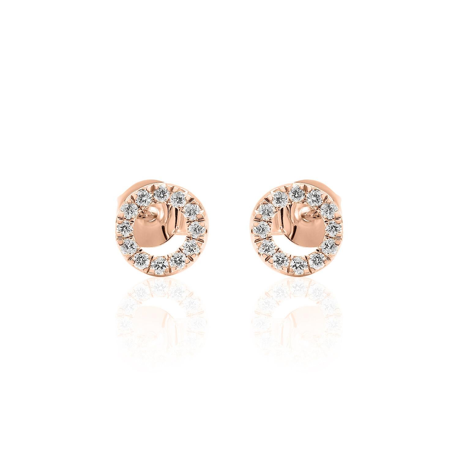 Round Cut Circle Diamond Stud Earrings 14K White, Yellow, and Rose Gold
