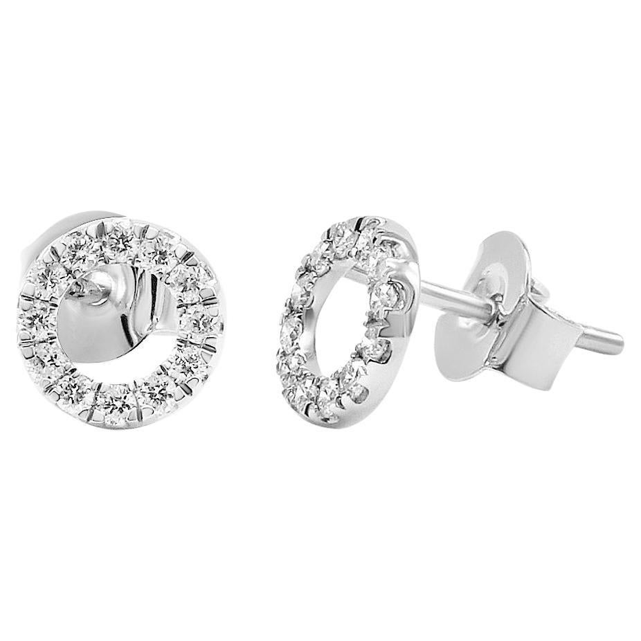Circle Diamond Stud Earrings 14K White, Yellow, and Rose Gold