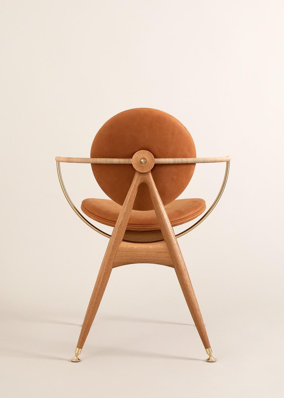 Danish Circle Dining Armchair - Oak & Leather Elegance Whiskey - by Overgaard & Dyrman