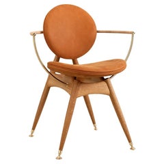 Circle Dining Armchair - Oak & Leather Elegance Whiskey - by Overgaard & Dyrman