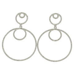 Boucles d'oreilles pendantes en or massif 14k avec diamant en forme de cercle (certifié)