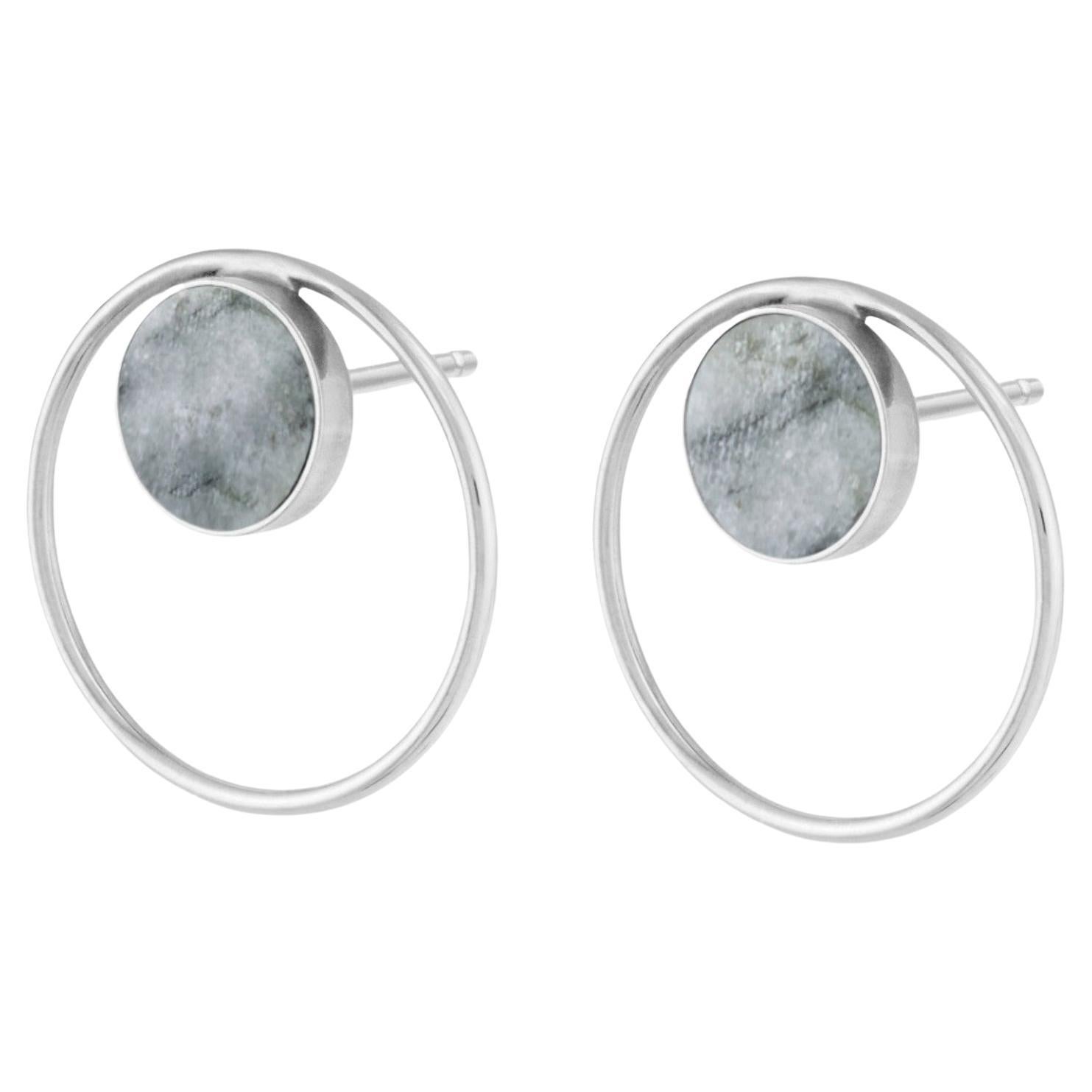 Circle earrings with dolomite Picasso sterling silver For Sale