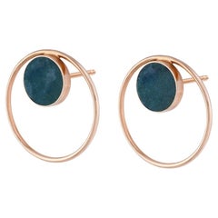 Circle earrings with nephrite 585 gold