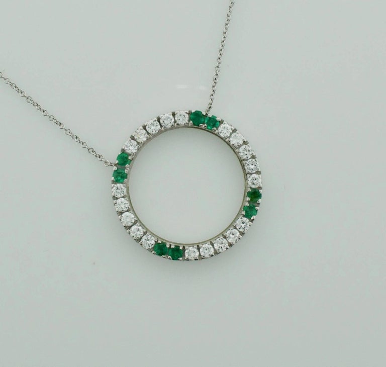 Circle Emerald and Diamond Necklace at 1stDibs