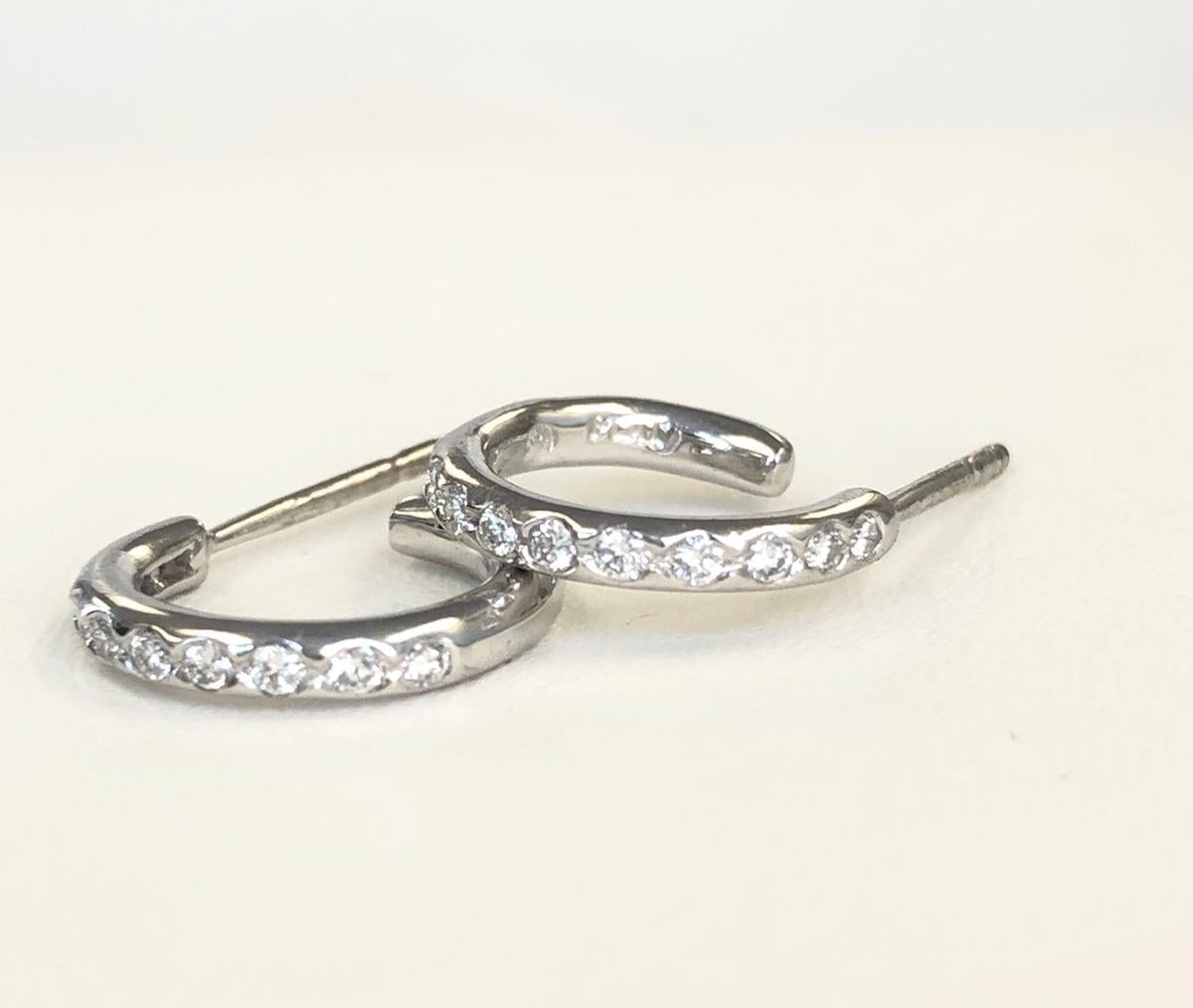Round Cut Platinum Diamond Circle Hoop Earrings For Sale
