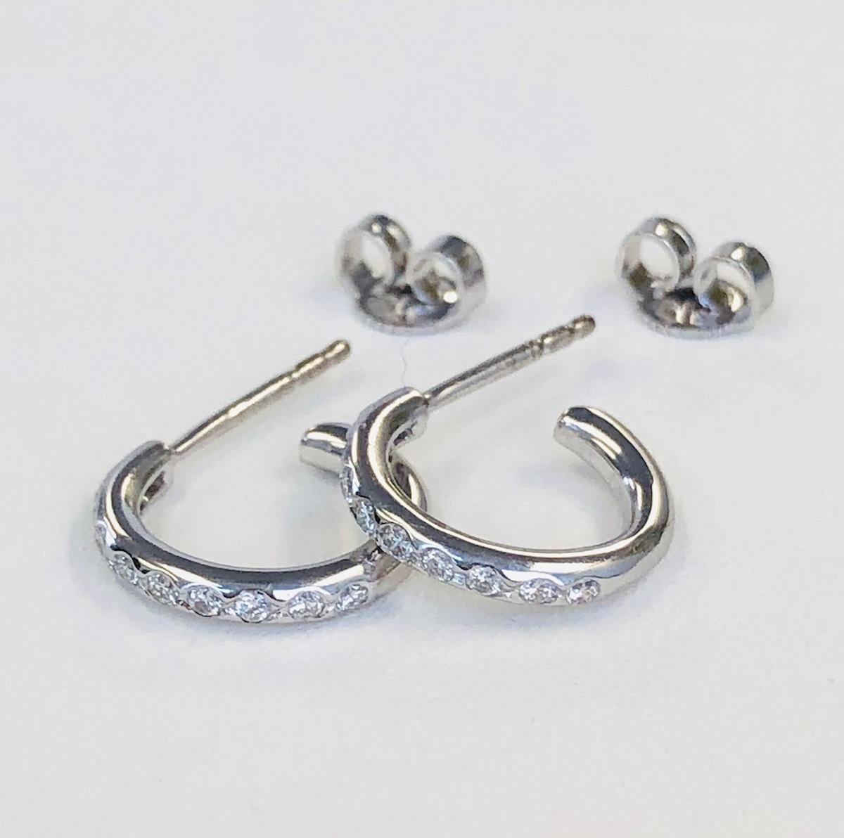 Platinum Diamond Circle Hoop Earrings For Sale 1