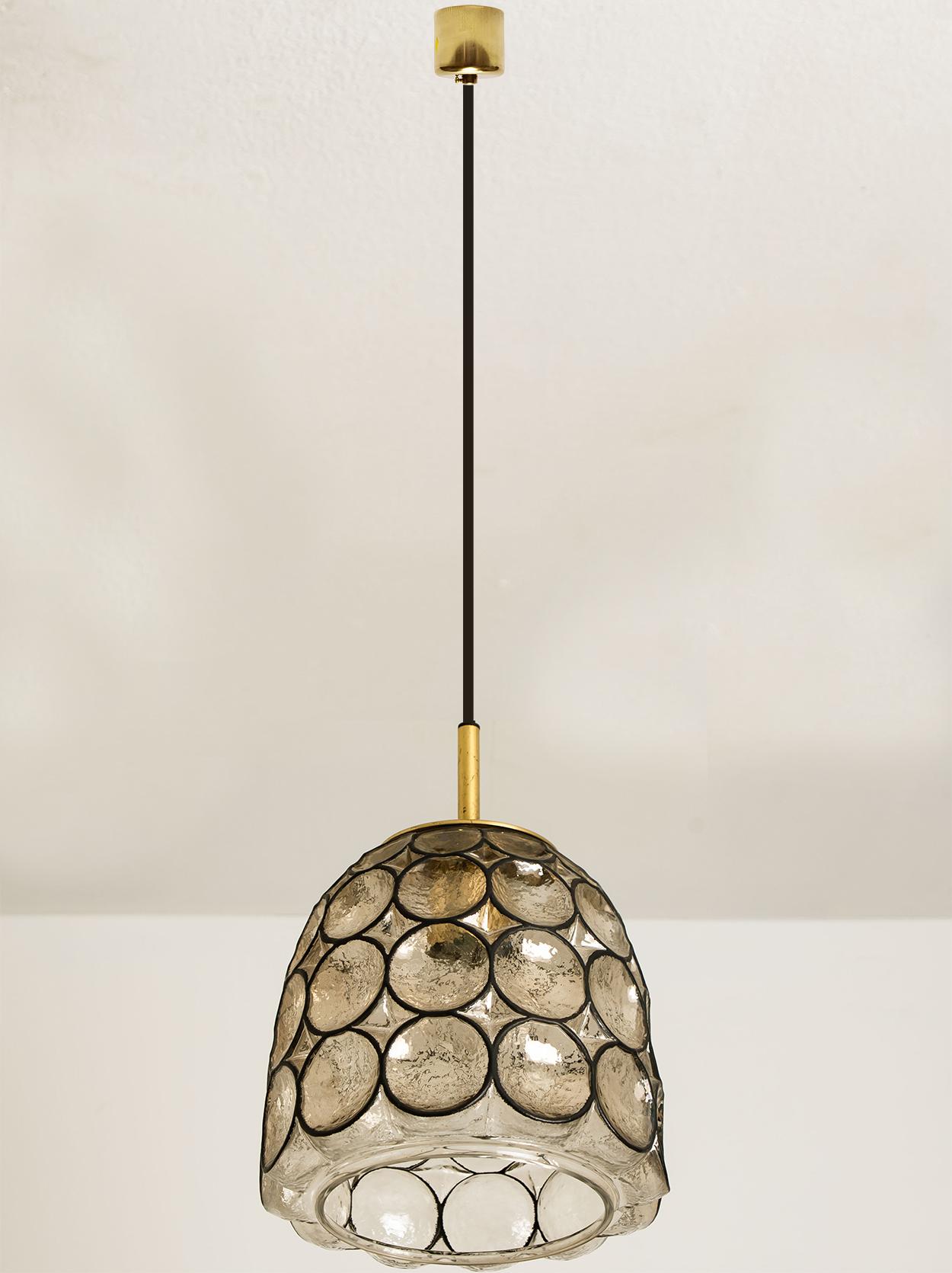 German Circle Iron and Bubble Glass Chandelier, Limburg, 1970s For Sale