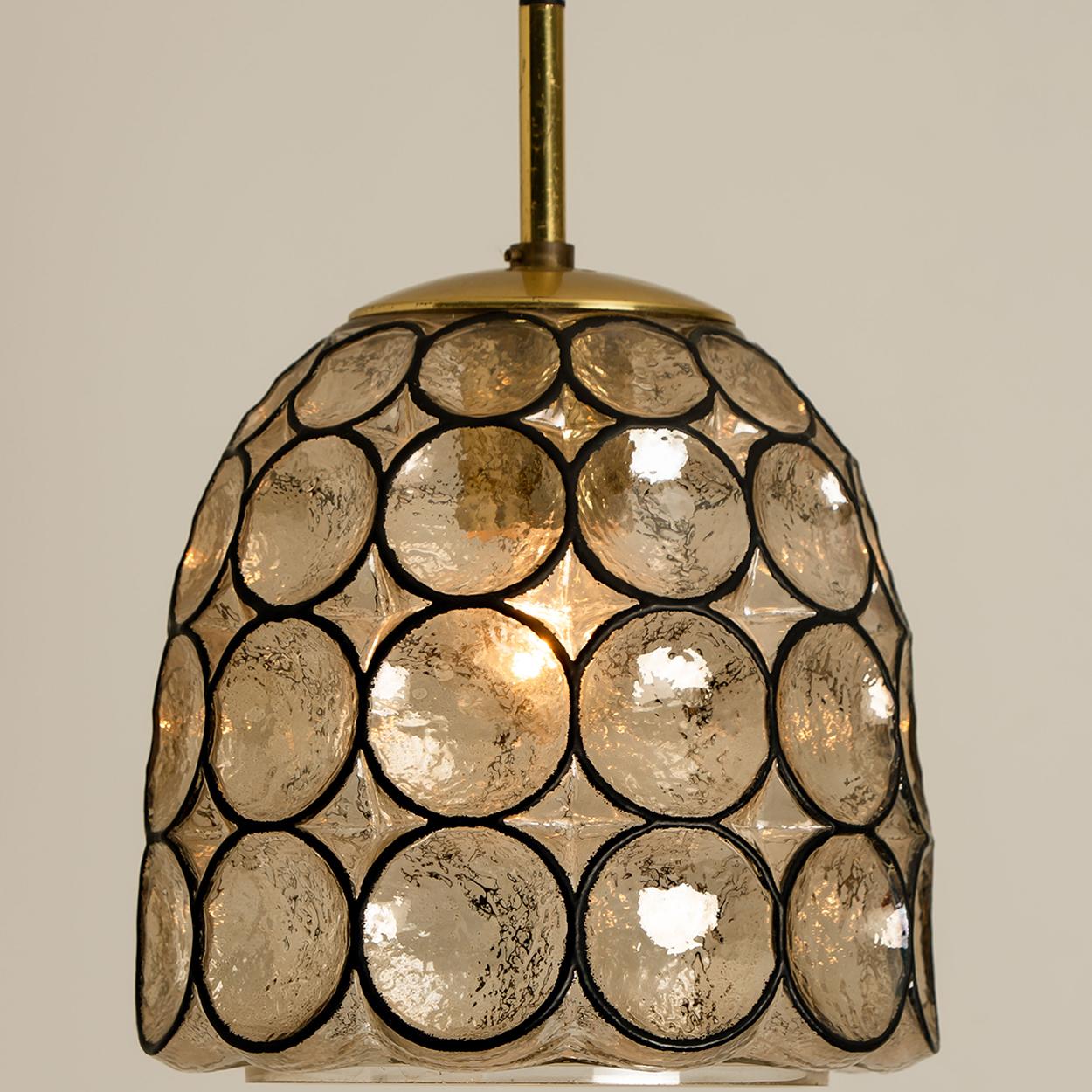 Berlin Iron Circle Iron and Bubble Glass Chandelier, Limburg, 1970s For Sale