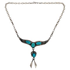 Circle JW Jack Whittaker Sterling Silver Turquoise Necklace
