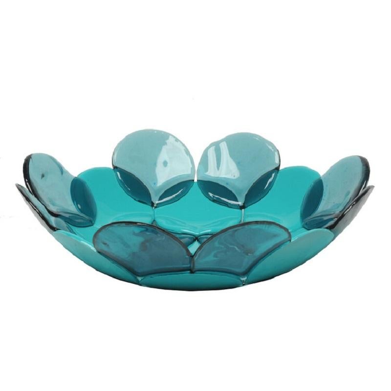 Circle Large Resin Basket in Clear Aqua and Matt Turquoise by Enzo Mari