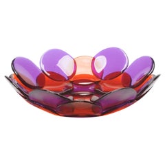 Cestino in resina Circle Large in viola chiaro e rubino scuro di Enzo Mari