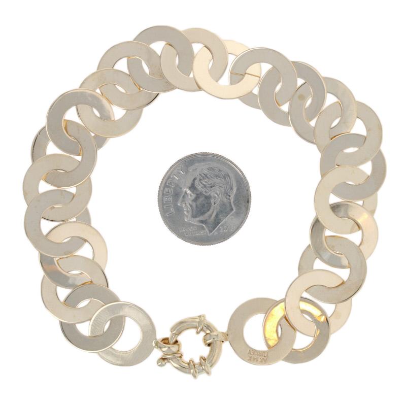 Women's Circle Link Bracelet, 14 Karat Yellow Gold Twist Spring Ring Clasp