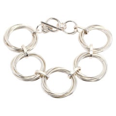 Circle Link Bracelet, Sterling Silver, Toggle Bracelet