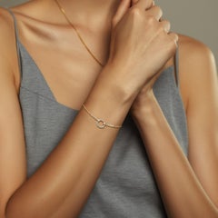 Bracelet en or jaune 14K (ou 18k sur demande) Circle Link Diamond