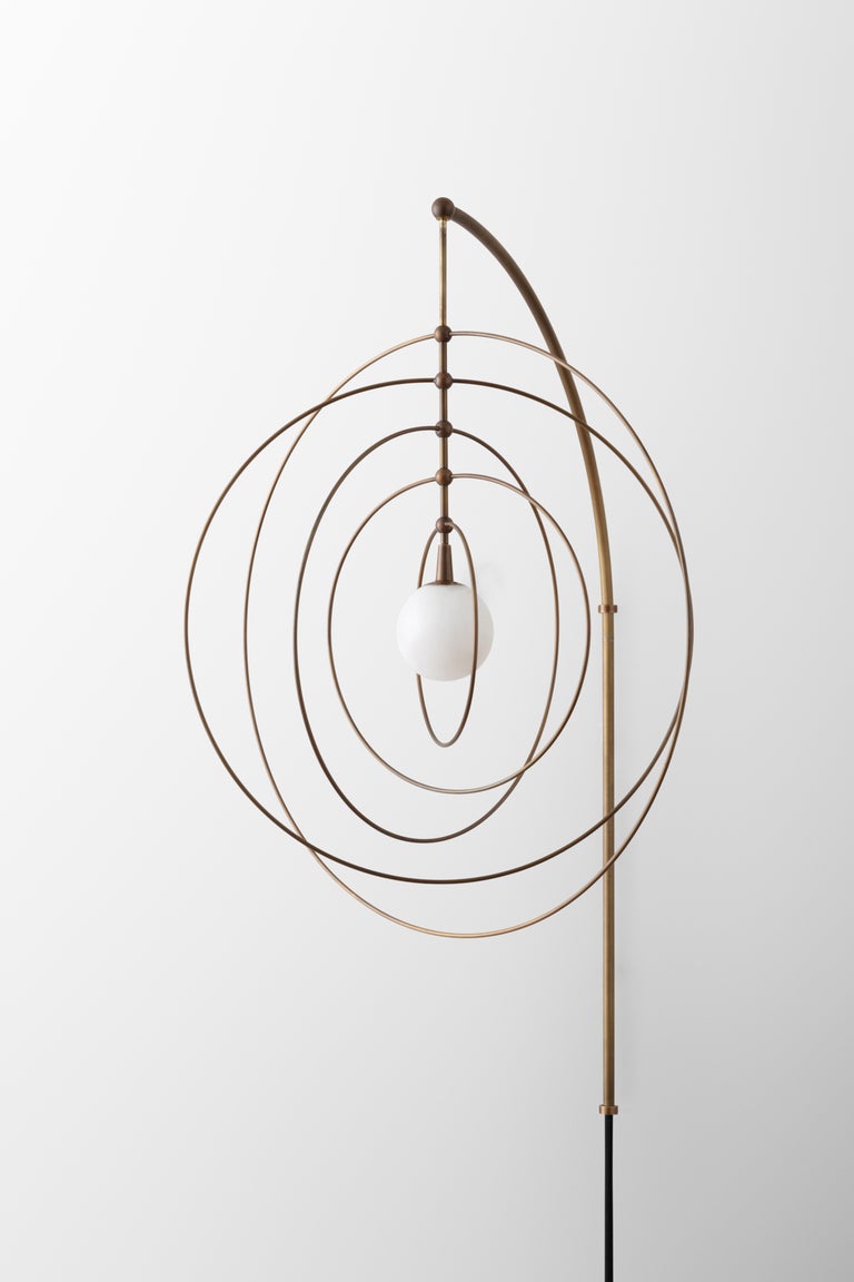 Customizable Circle Mobile Sconce LED Kinetic Sculpture with Blown Glass  and Brass Rings For Sale at 1stDibs | kinetic mobile