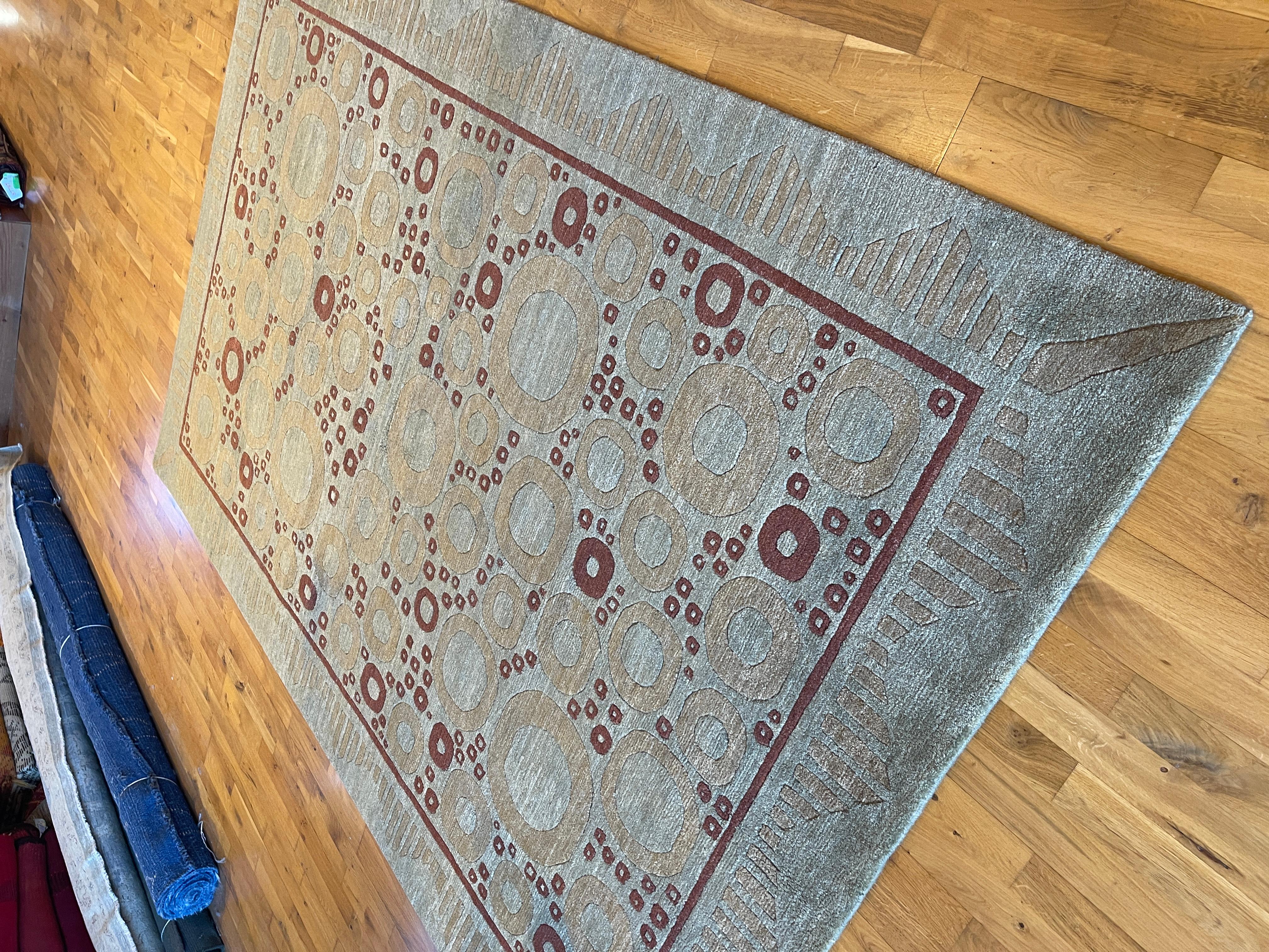 Wool Circle Motif Rug For Sale