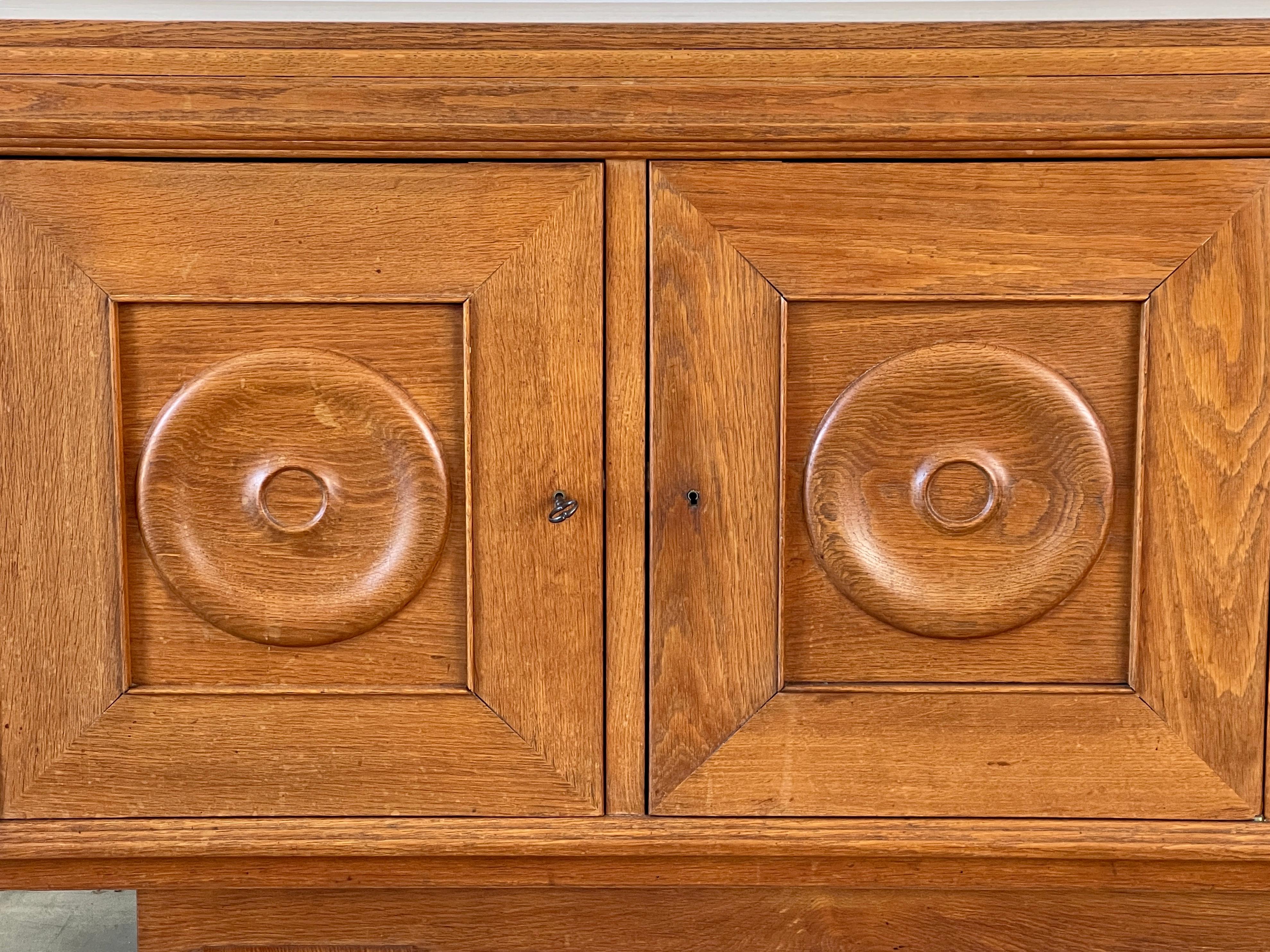 Circle Oak Sideboard, 1940's In Good Condition In Beverly Hills, CA