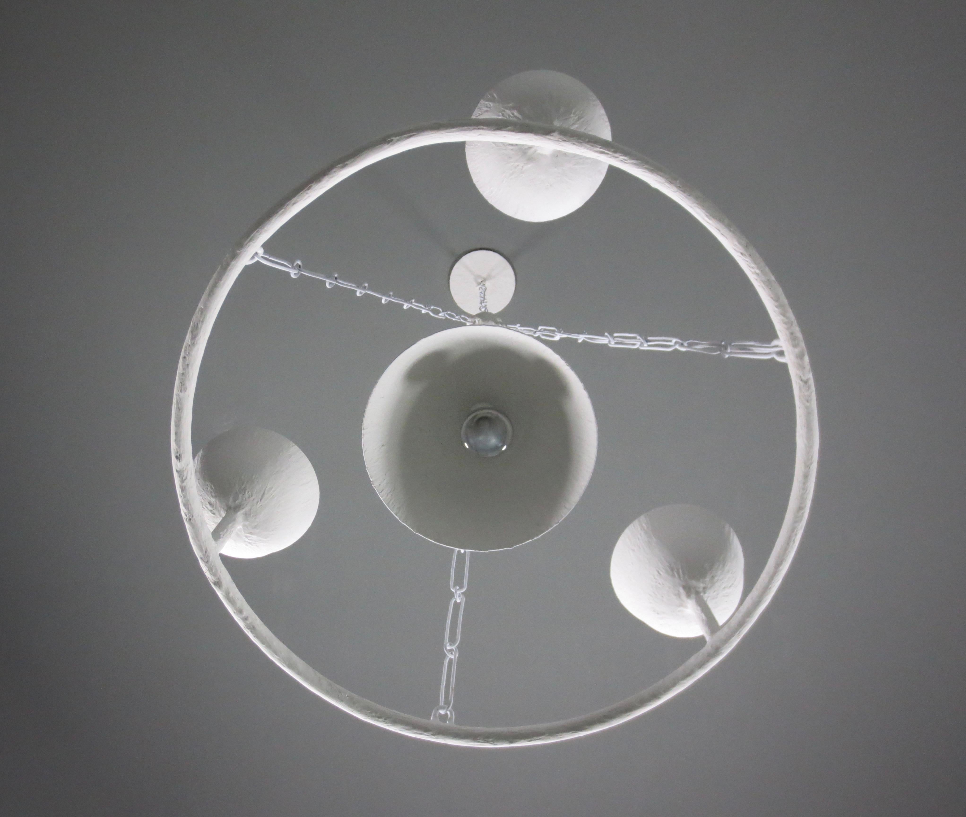 Circle of 4 Cups Plaster Chandelier In New Condition For Sale In Carpinteria, CA