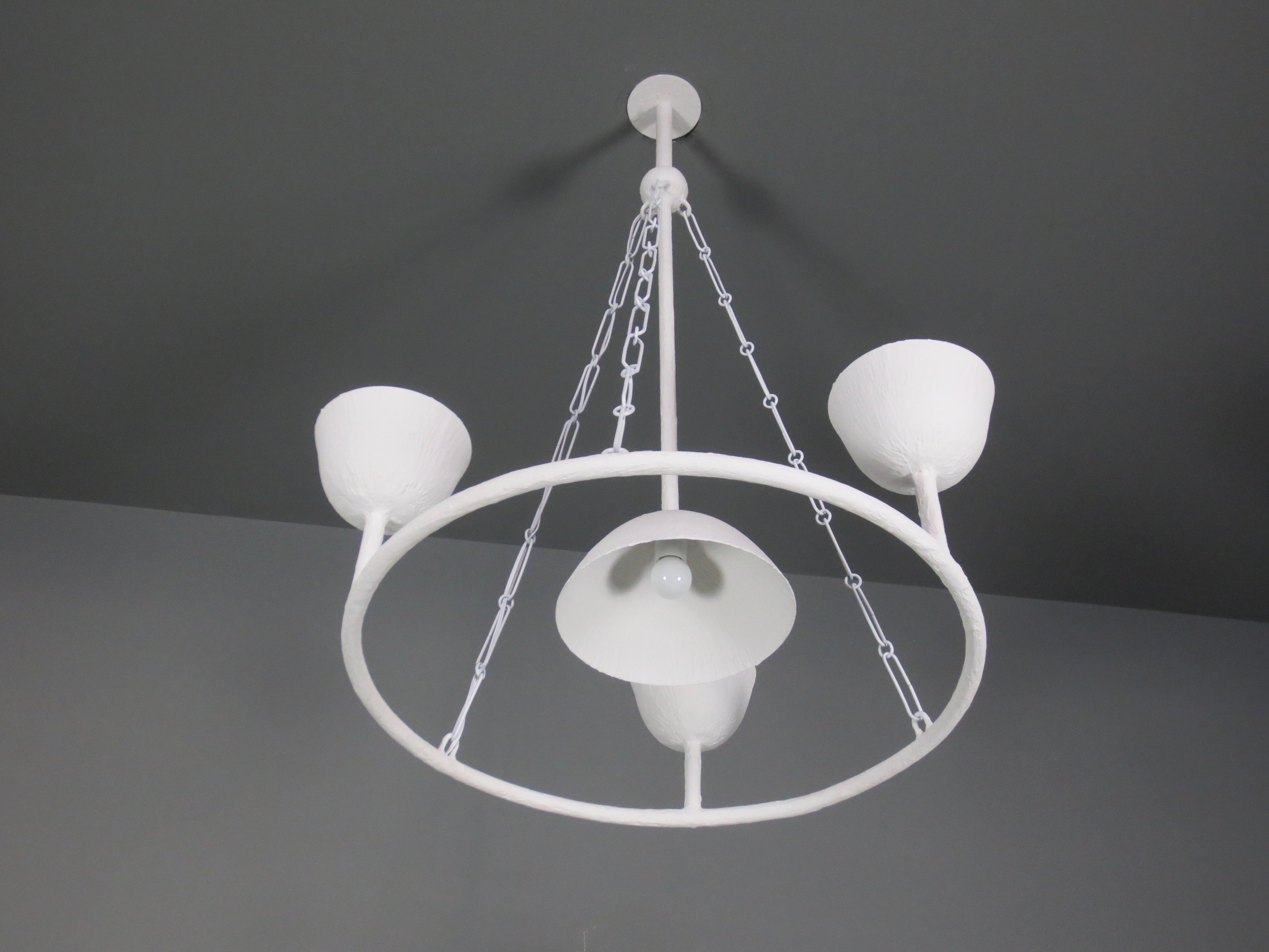Contemporary Circle of 4 Cups Plaster Chandelier For Sale