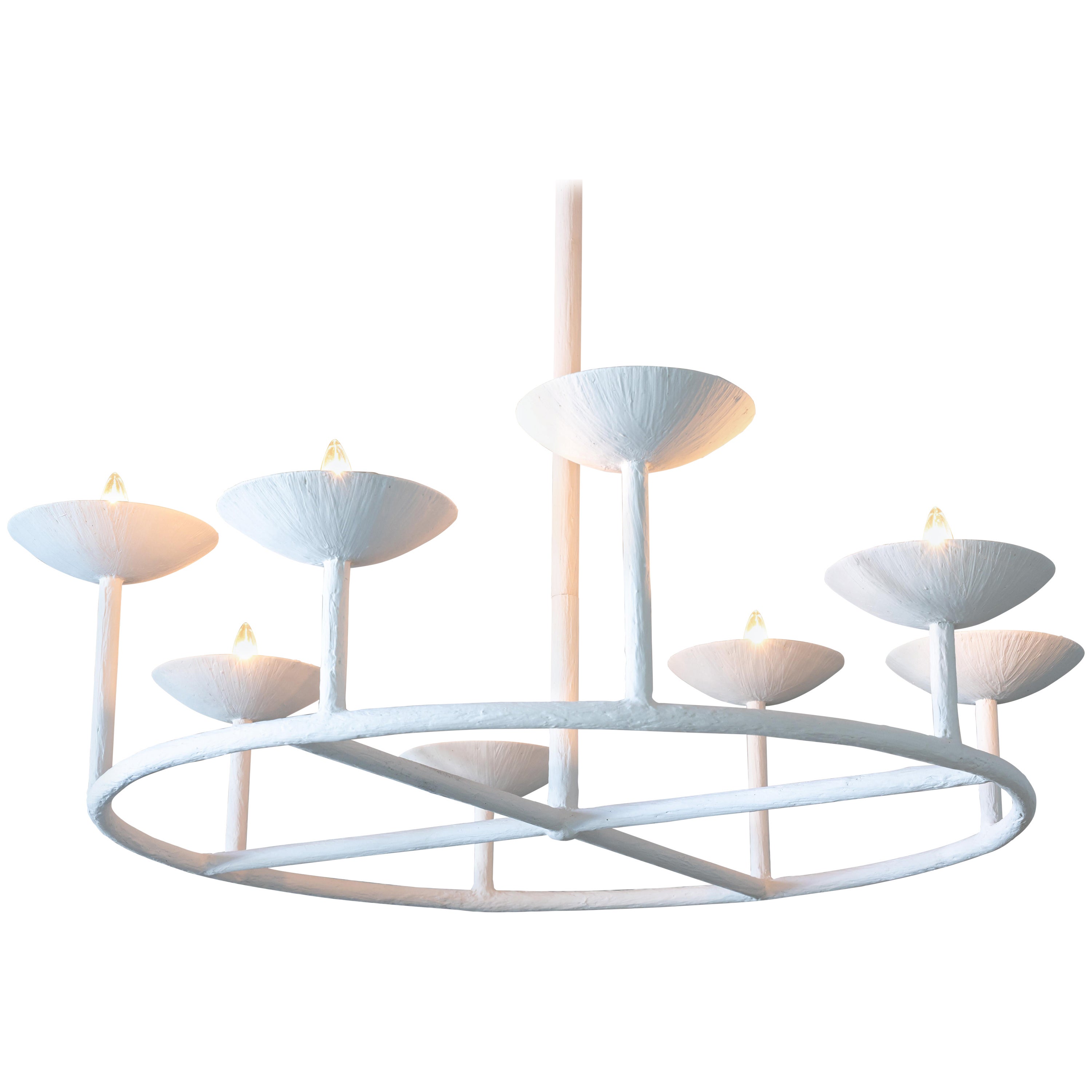 Lustre cercle de 8 coupes en plâtre