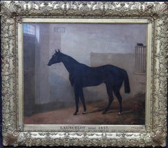 Launcelot - Bay horse in a stable - Old Master British art equine oil painting