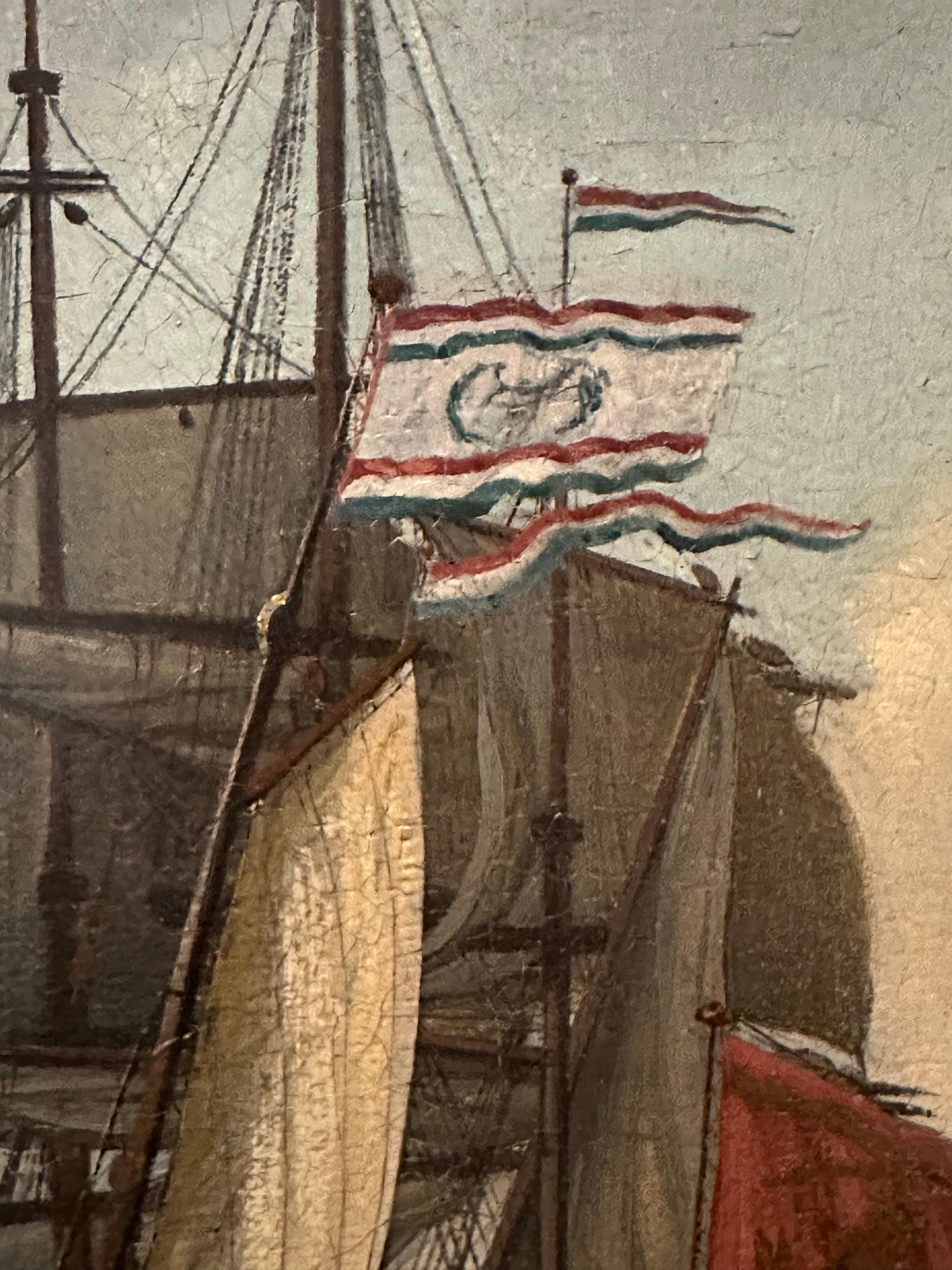 Lo zar Peters il Grande di Russia arriva ad Amsterdam nell'agosto del 1697 Olio antico 4