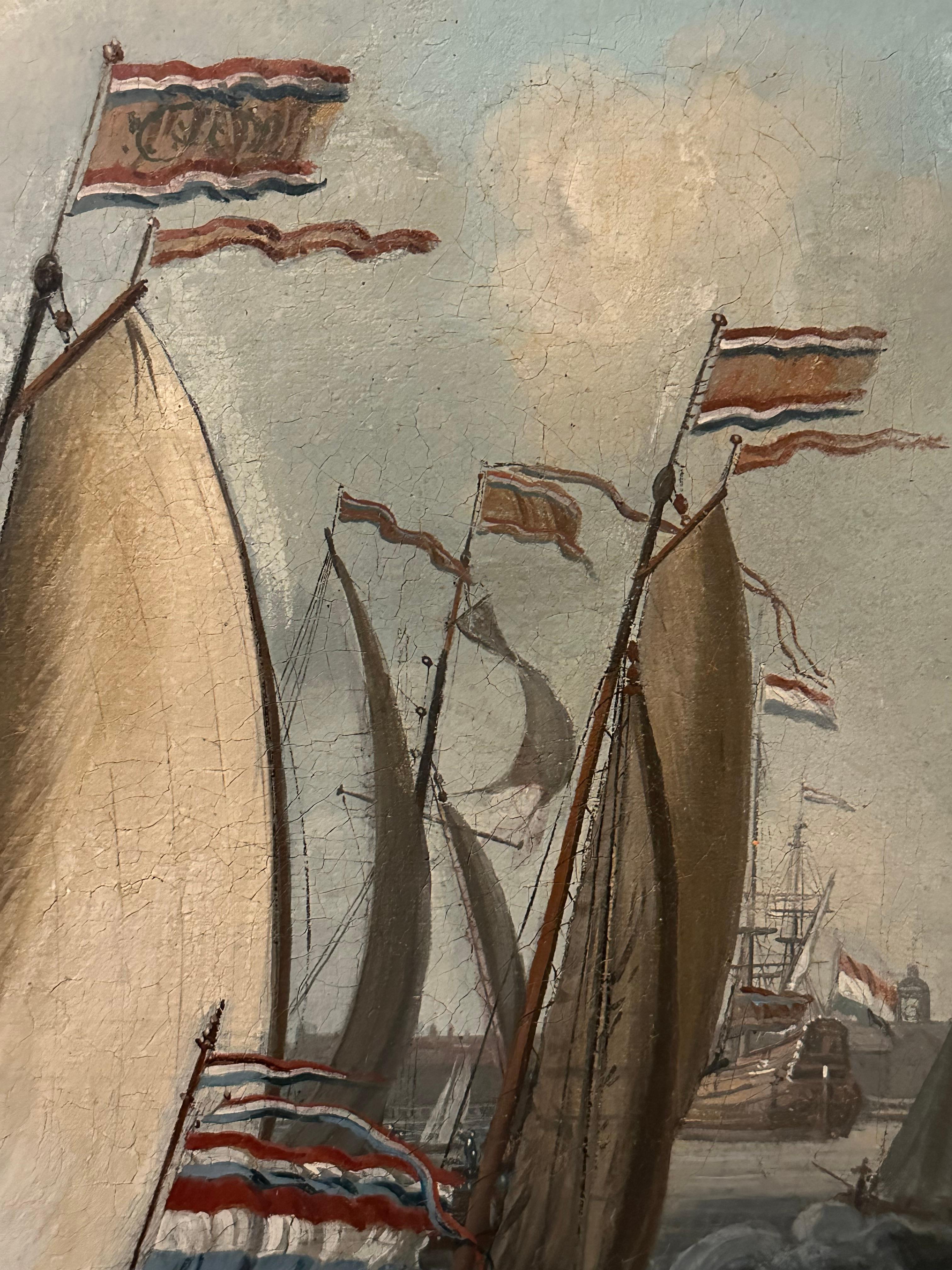 Lo zar Peters il Grande di Russia arriva ad Amsterdam nell'agosto del 1697 Olio antico 5