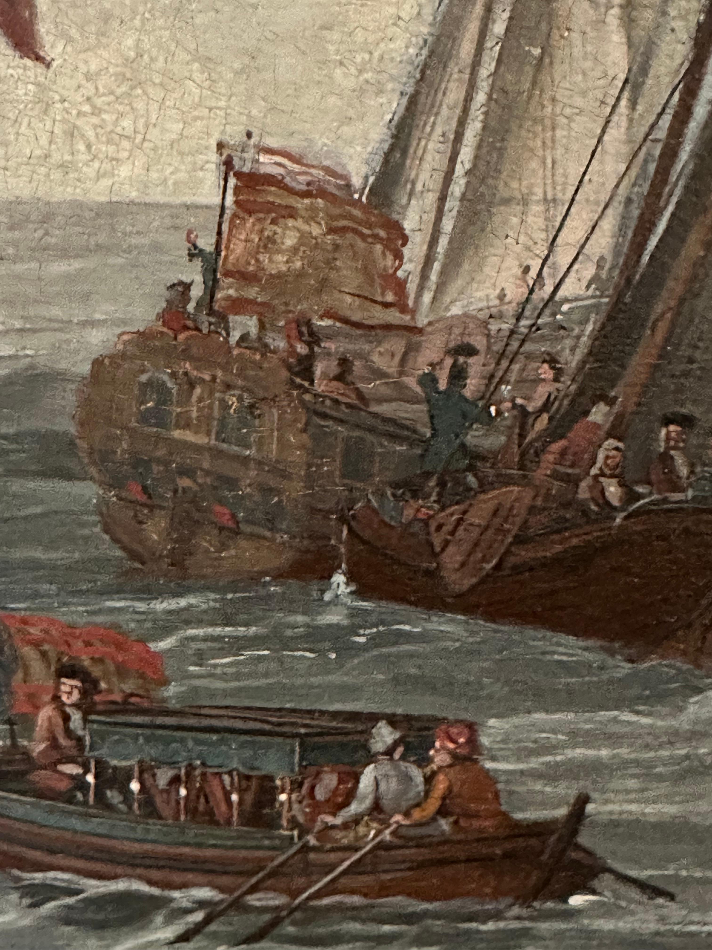 Lo zar Peters il Grande di Russia arriva ad Amsterdam nell'agosto del 1697 Olio antico 6