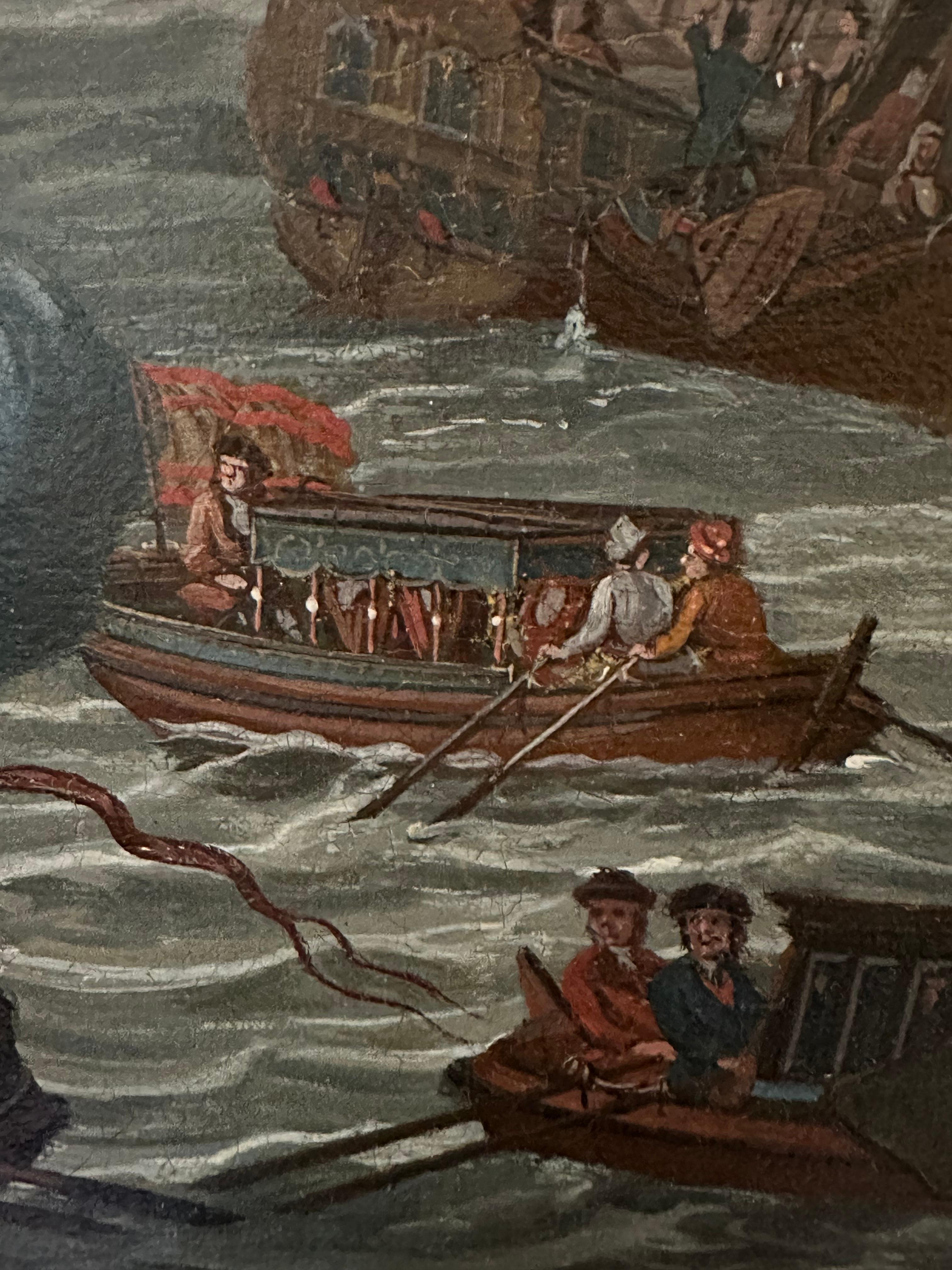 Lo zar Peters il Grande di Russia arriva ad Amsterdam nell'agosto del 1697 Olio antico 1