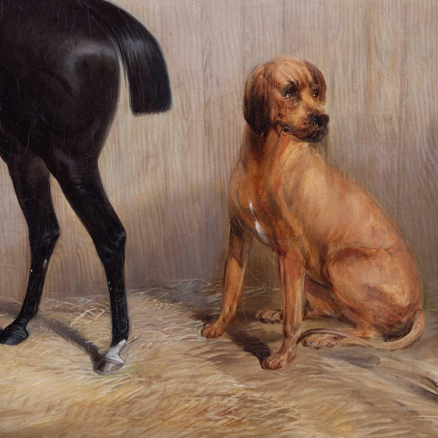 Kreis von Albert H. Clark (fl.1821-1900) Reiterpferd im Stall mit Hunden im Zustand „Gut“ im Angebot in Nottingham, GB