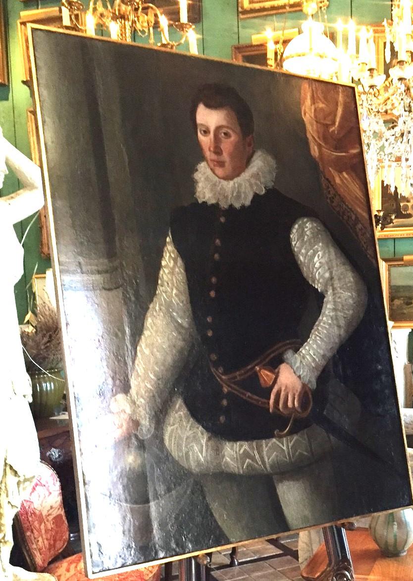 Circle of ALESSANDRO ALLORI  Portrait Of a Young Man Wearing A Ruff Wall Art  In Good Condition For Sale In West Hollywood, CA