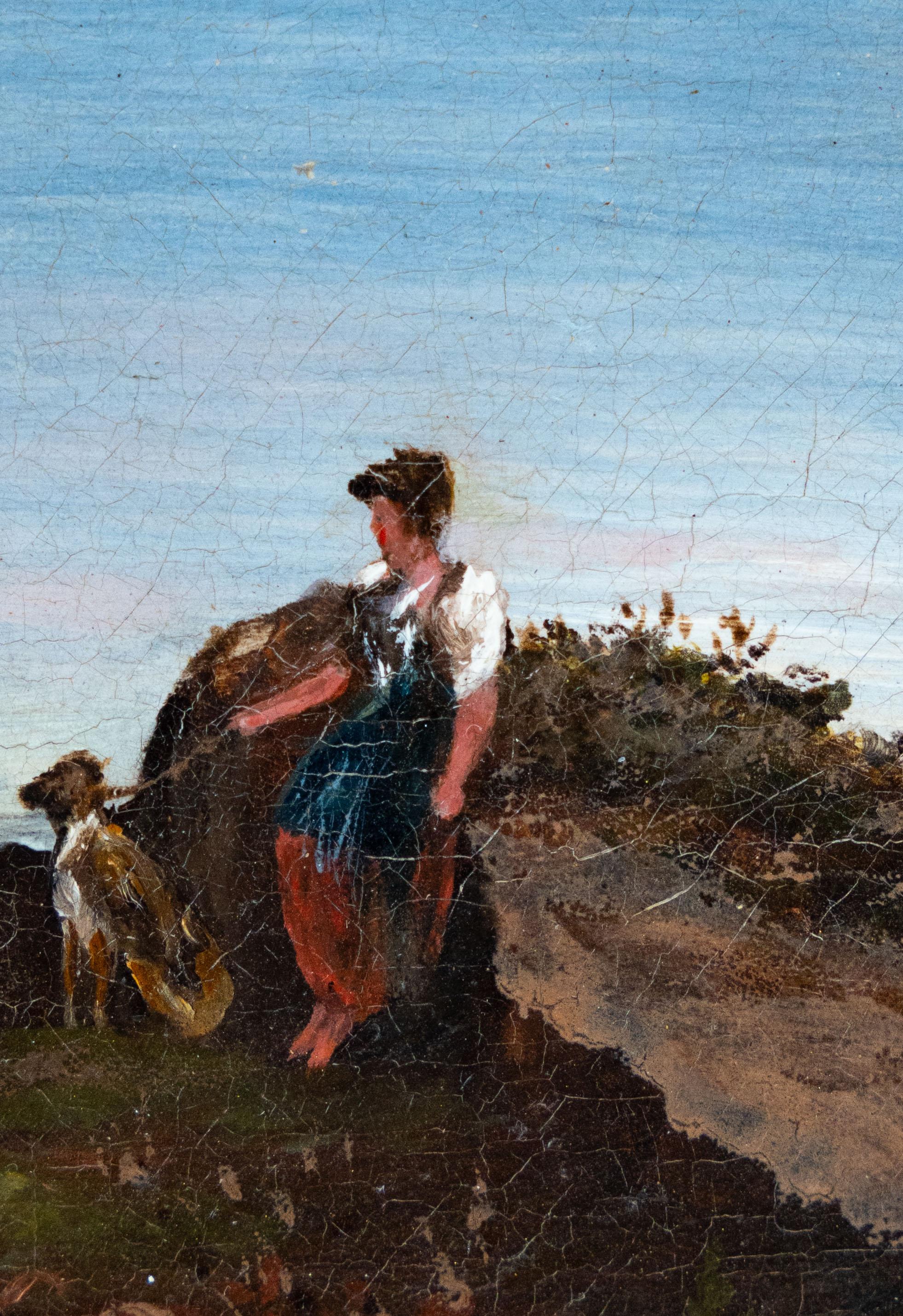 See mit Figuren und Boot (Schwarz), Landscape Painting, von (Circle of) Alexander Nasmyth