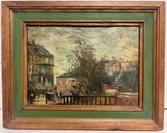 Late 19th Century French Impressionist oil Painting Bustling Parisian Boulevard