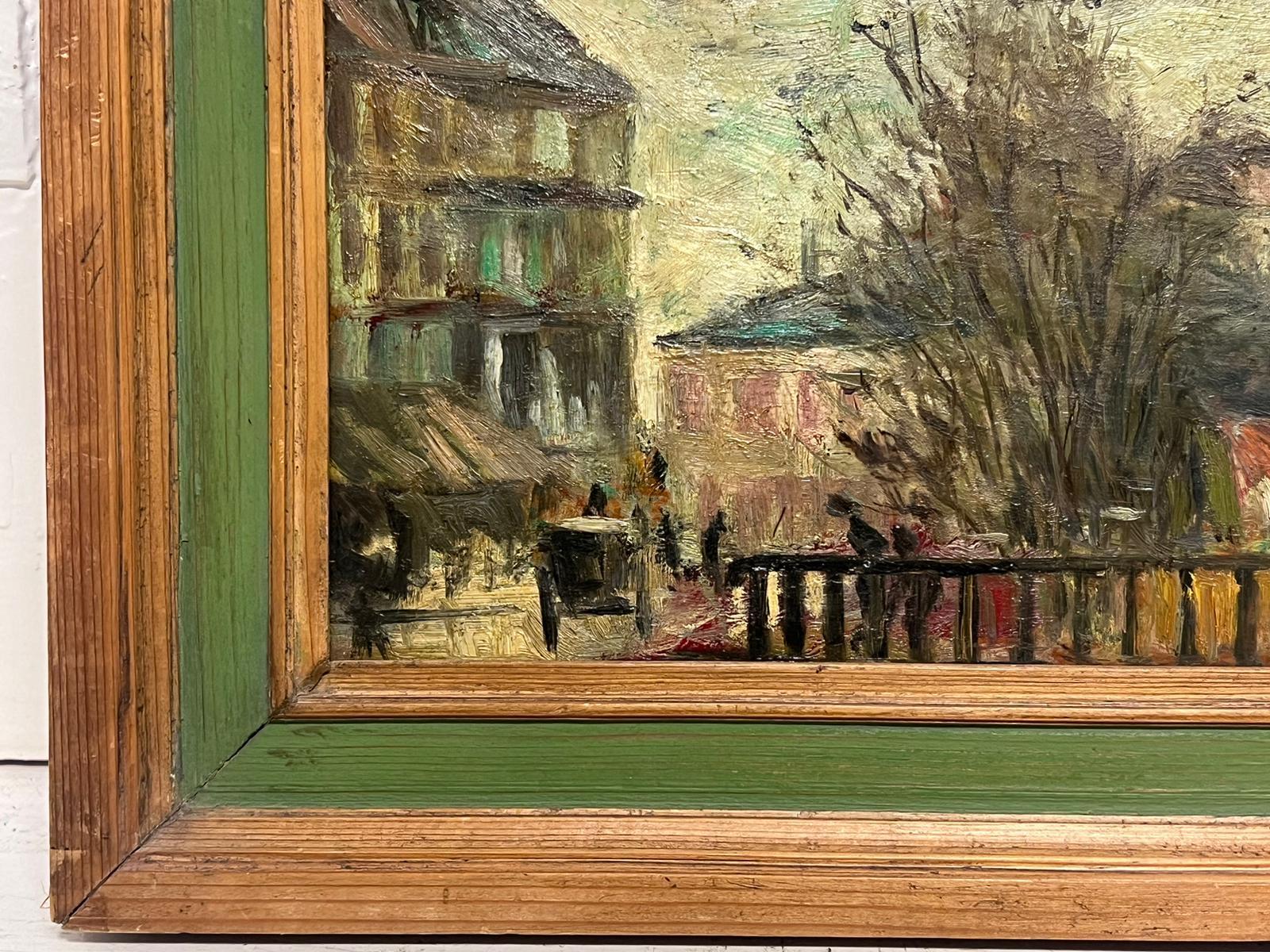 Late 19th Century French Impressionist oil Painting Bustling Parisian Boulevard For Sale 1