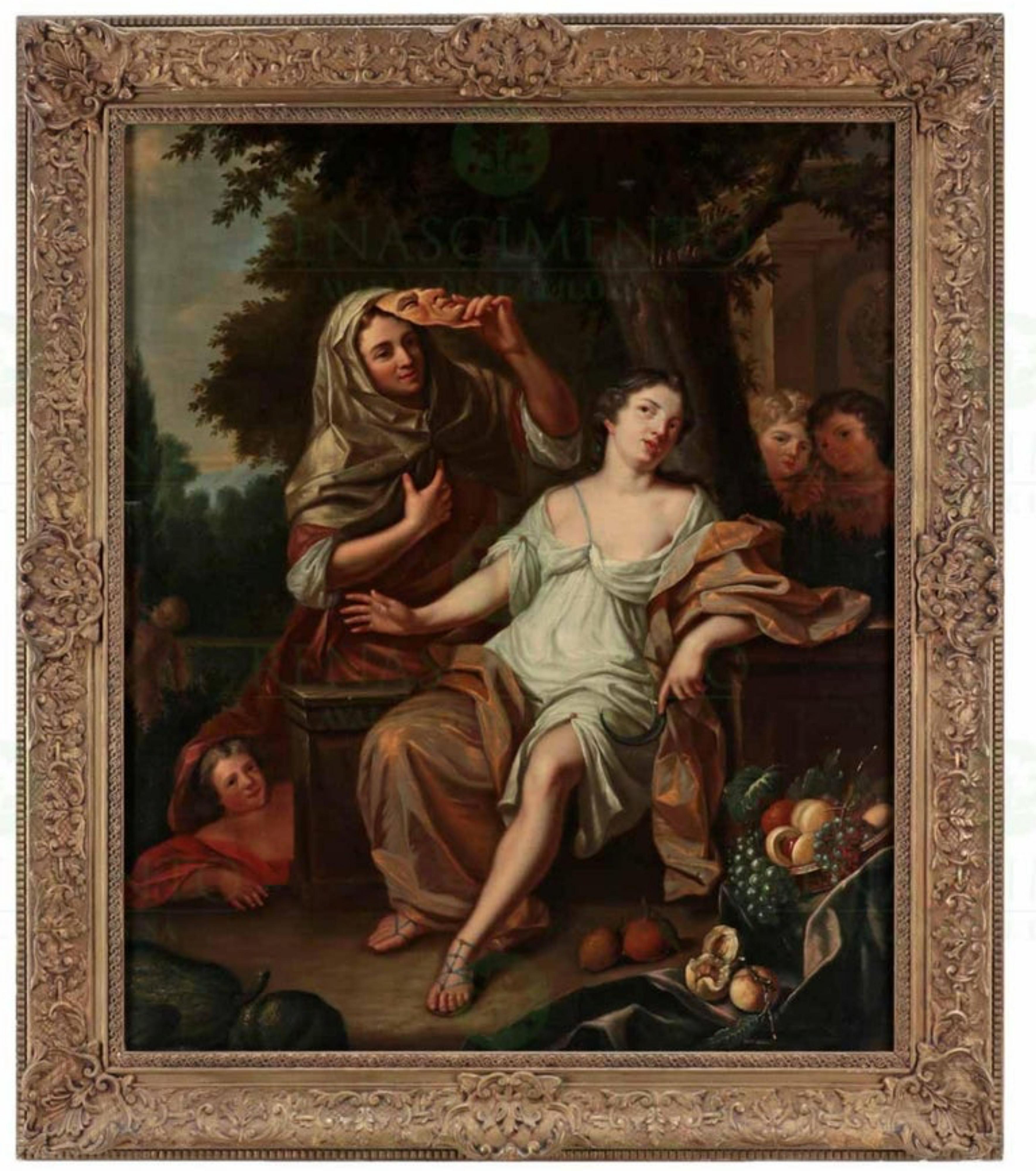 Kreis von CASPAR NETSCHER (1635/39-1684), ALLEGORY
Öl auf Leinwand.
Kleine antike Restaurierung.
Abmessungen: 94,5x77,5 cm.
gute Bedingungen

Er ist deutscher Herkunft und wurde laut Arnold Houbraken 1639 in Heidelberg geboren, obwohl andere Quellen
