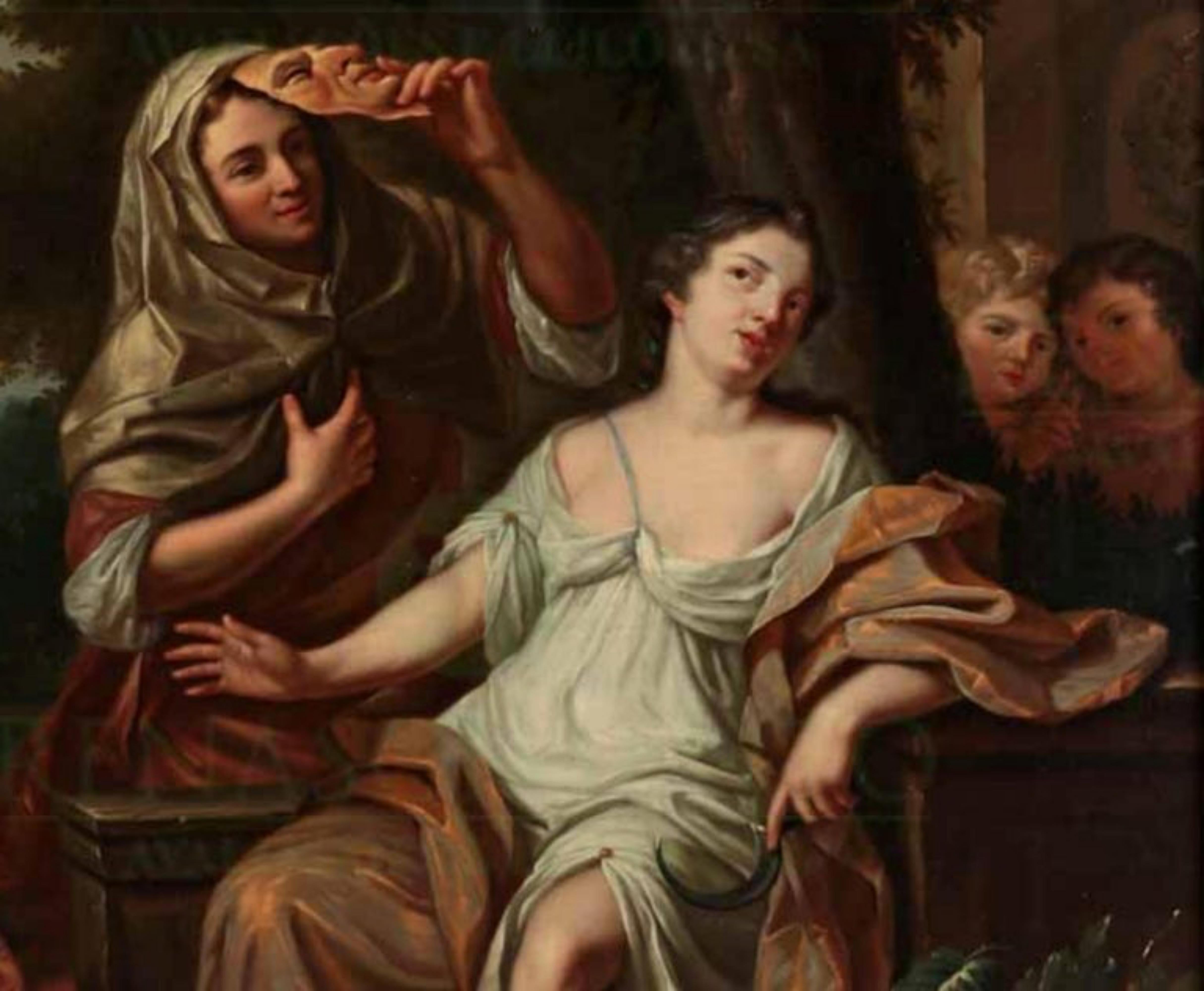Kreis von CASPAR NETSCHER (1635/39-1684), ALLEGORY Sec. XVII (Geölt) im Angebot