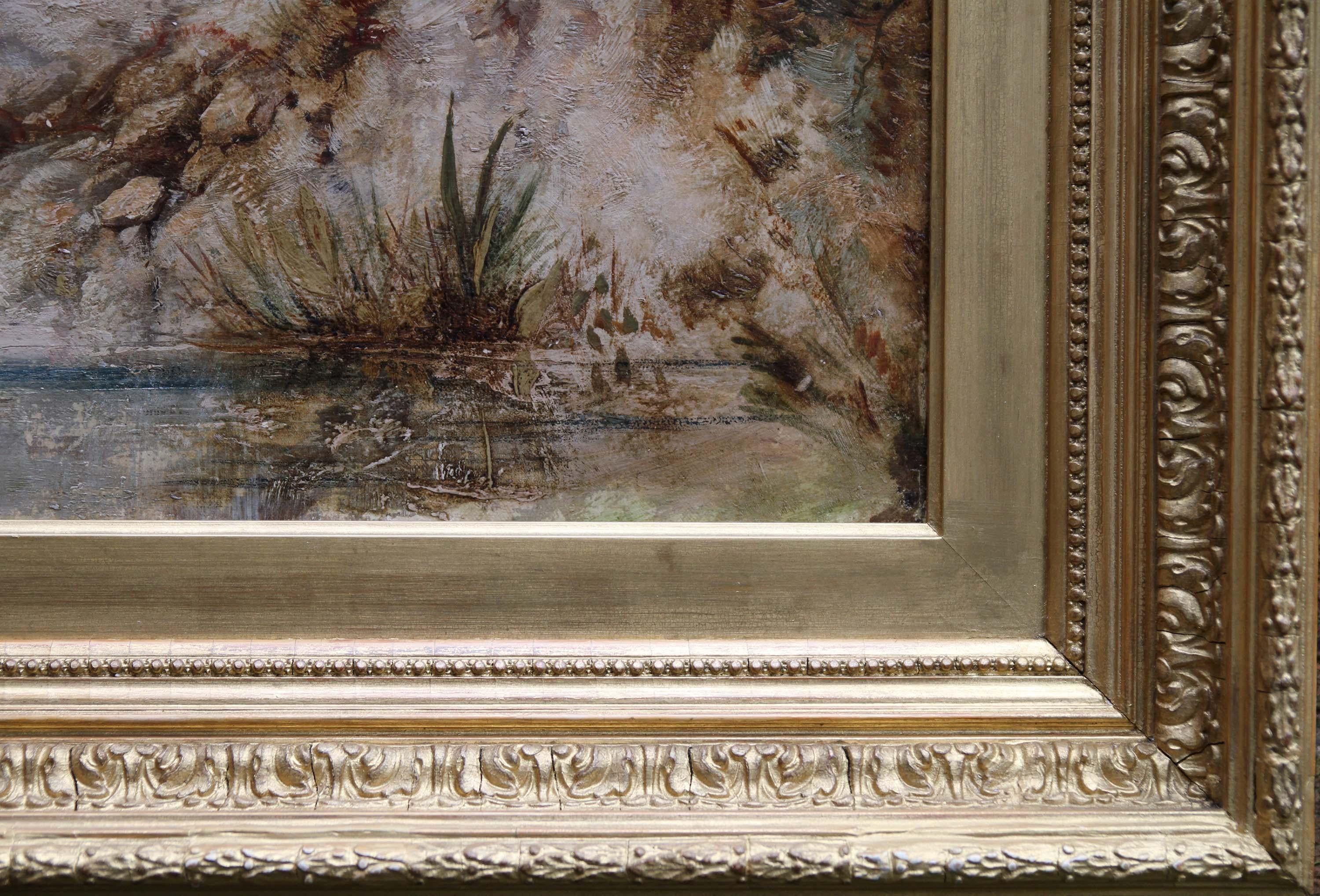 Rainy Landscape - Impressionist Victorian art oil painting famous weather artist For Sale 2