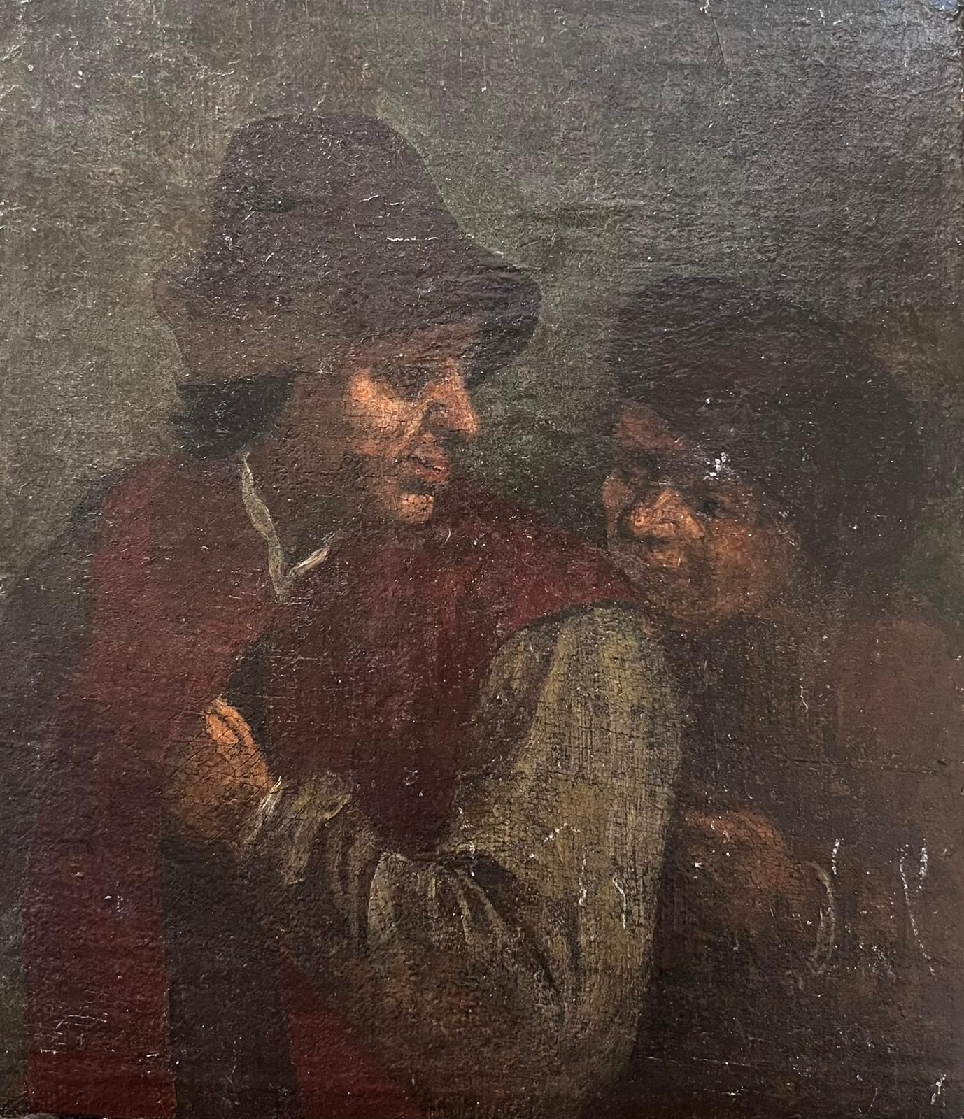 Fine 17th Century Dutch Old Master Oil Painting Two Topers in Deep Conversation For Sale 2