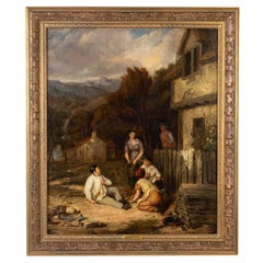 Círculo de Edmund Bristow (1787-1876) Pintura al óleo "Los escarbadores de manzanas