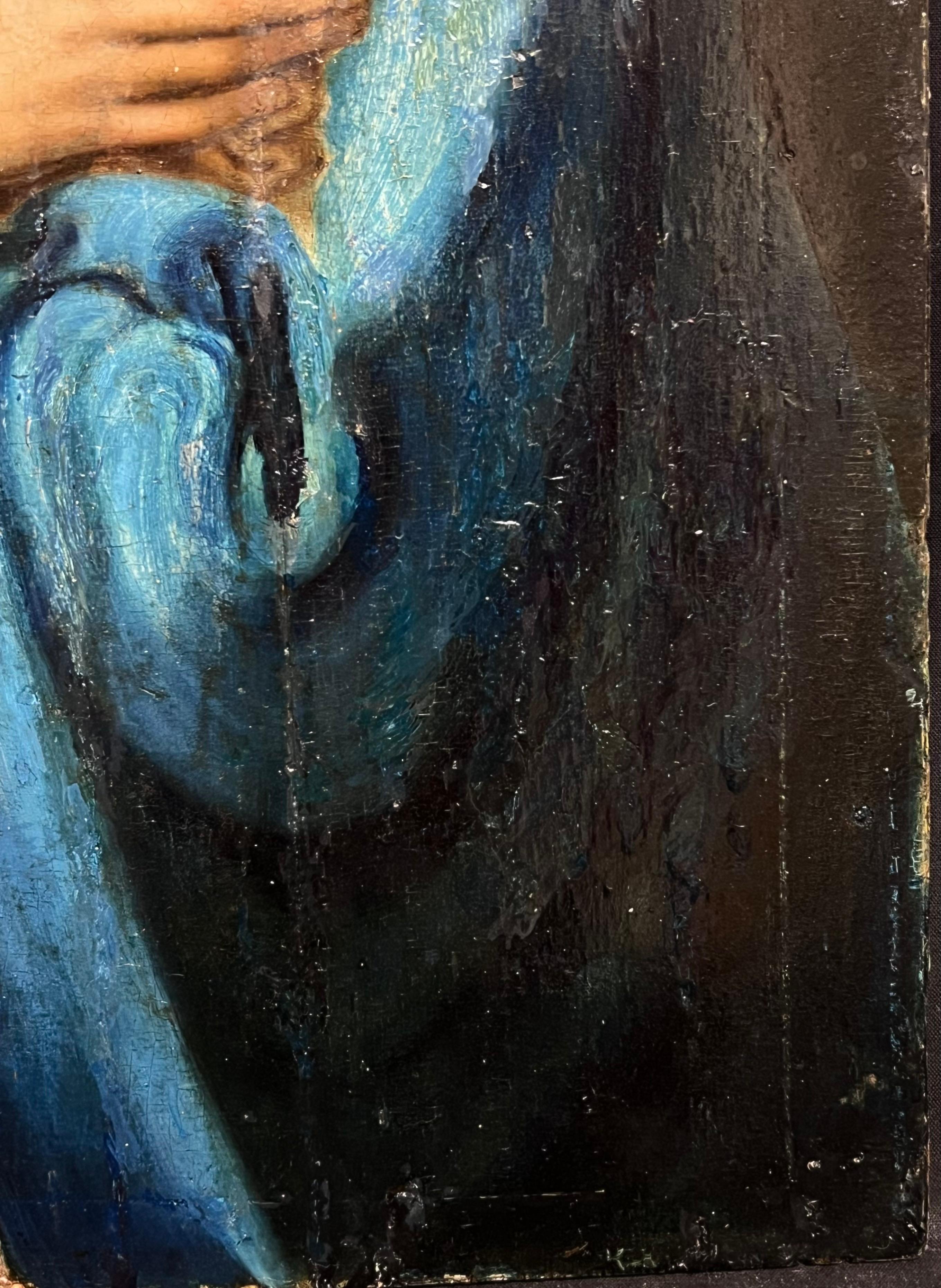 Rarísima pintura al óleo renacentista del Viejo Maestro c. 1600 Óleo sobre tabla La Madonna en venta 1