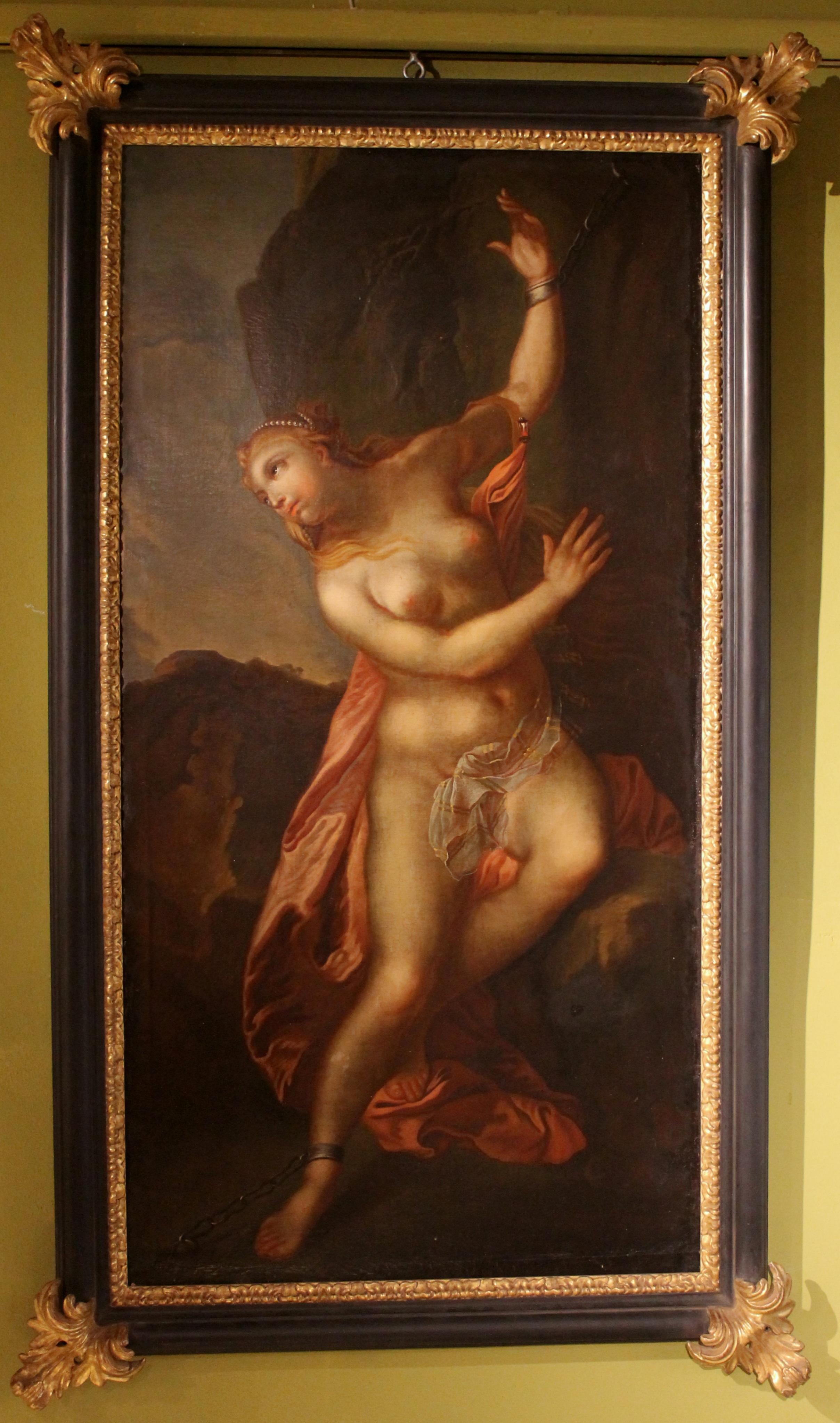 French 18th Century Oil On Canvas Painting Nude Woman Andromeda 3
