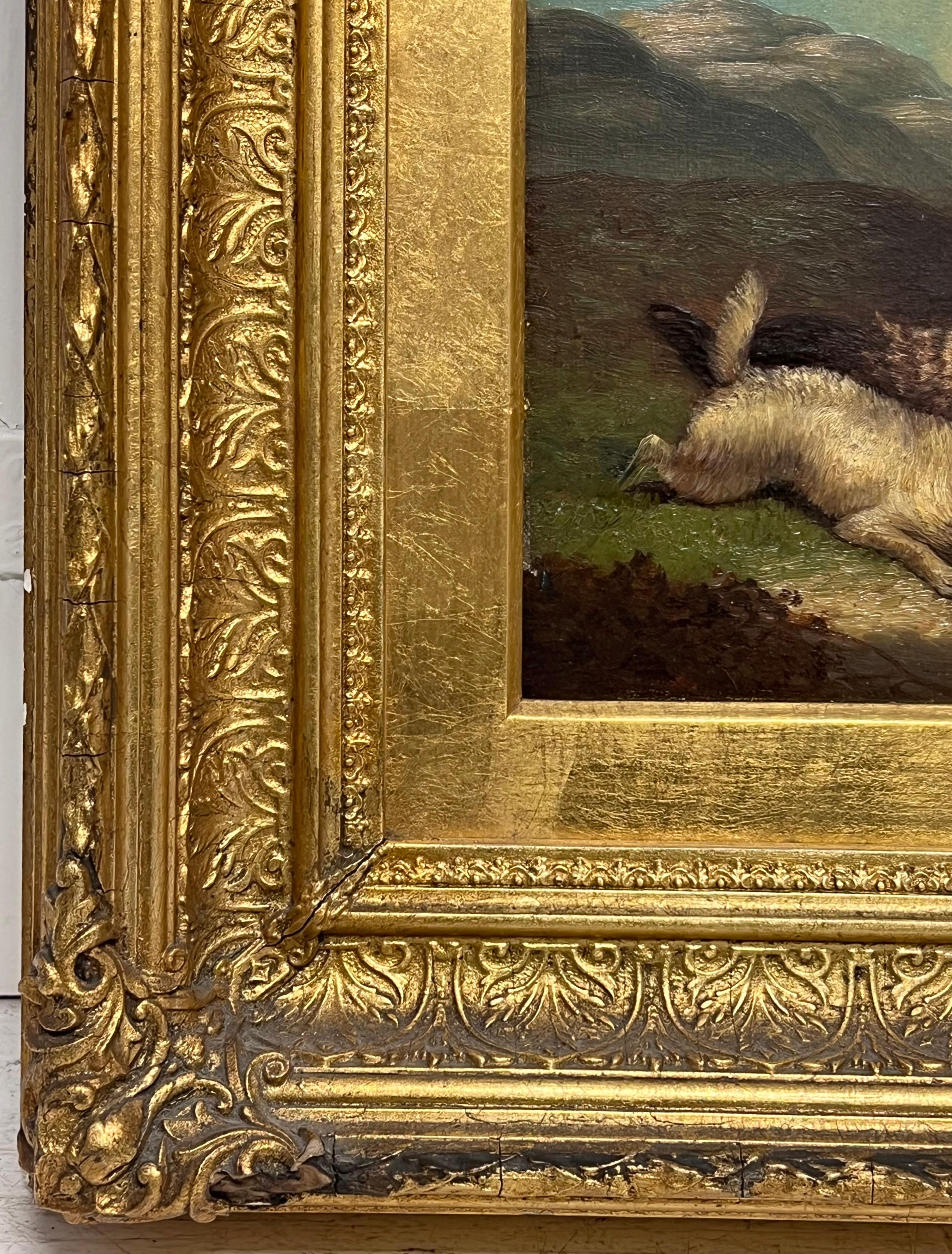 Tre cani terrier in un paesaggio
Artista inglese, metà del XIX secolo
cerchio di George Armfield (pittore inglese di cani, 1808-1893)
olio su tela, incorniciato
incorniciato: 17 x 21 pollici
tela: 8 x 12 pollici
provenienza: collezione privata,