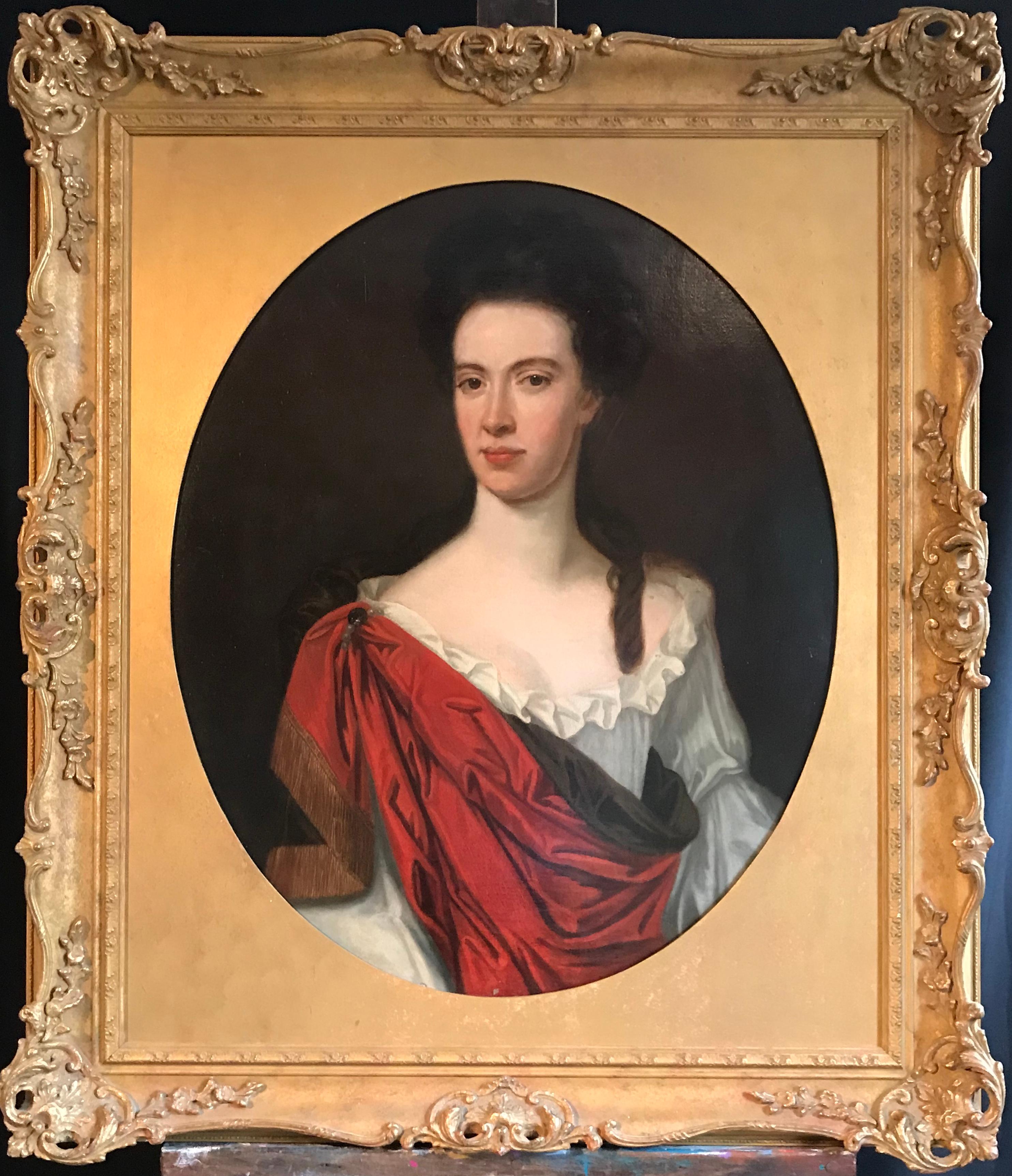 (Circle of) George Knapton Portrait Painting - Portrait of a Lady, Fine Oval Oil on Canvas