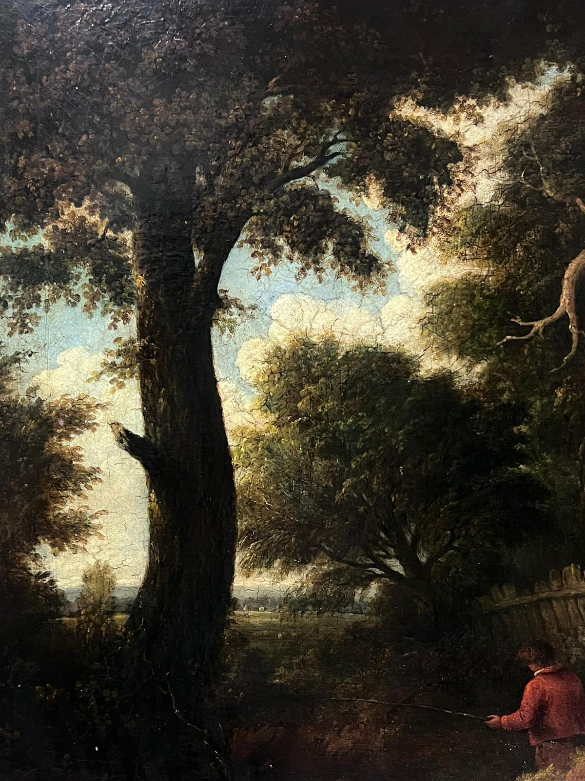 Englische große Ölgemäldefiguren in Holzlandschaft, frühes 19. Jahrhundert im Angebot 1