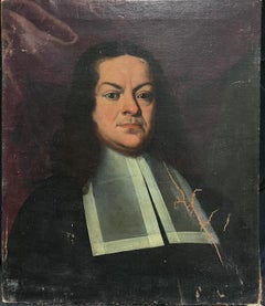Large 1700's Italian Oil Painting on Canvas Portrait of a Clerical Gentleman