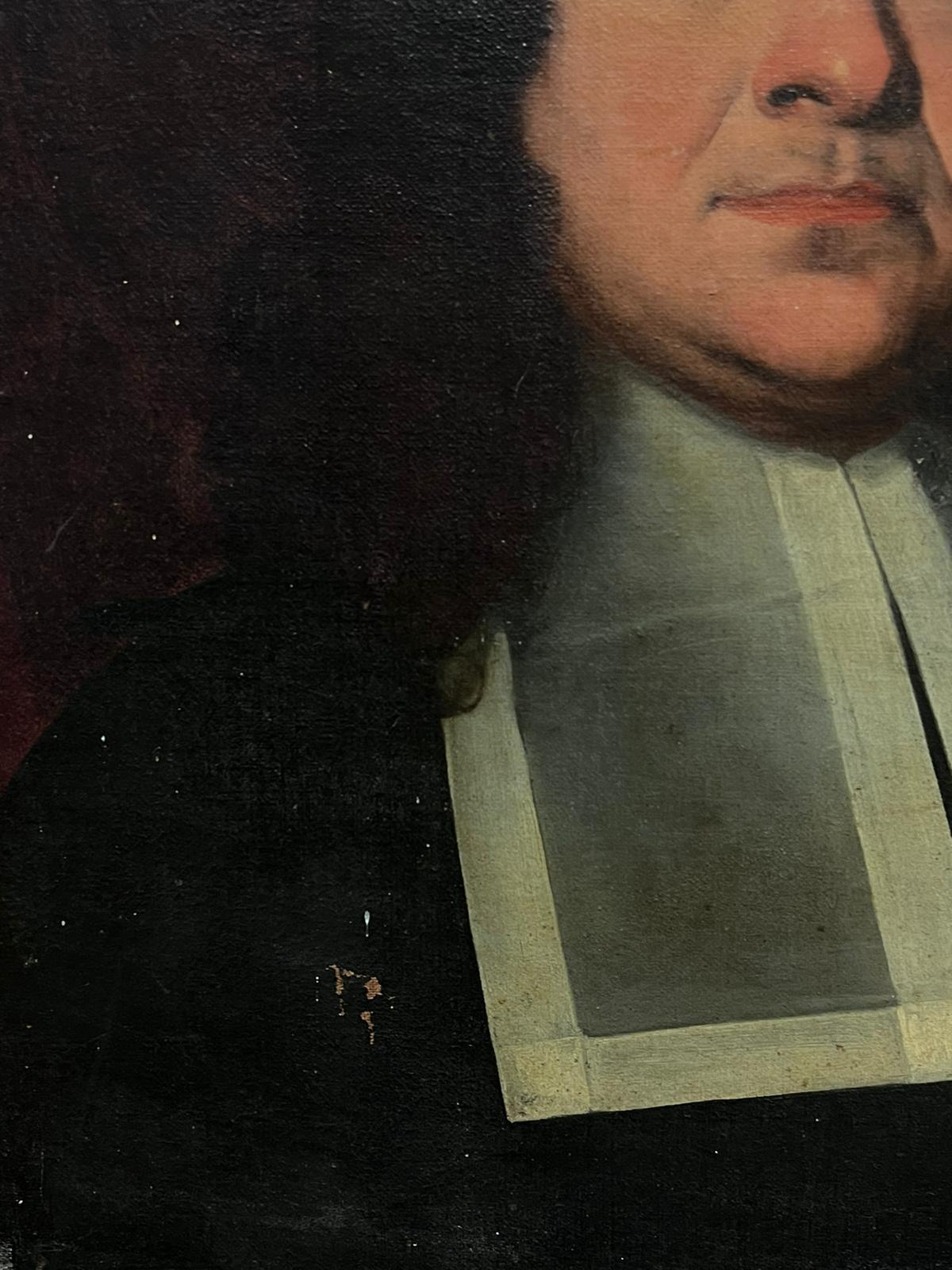 Large 1700's Italian Oil Painting on Canvas Portrait of a Clerical Gentleman For Sale 1