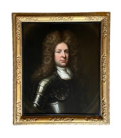 17th English Old Master Oil Portrait of a Young Gentleman in Armour circa 1690.