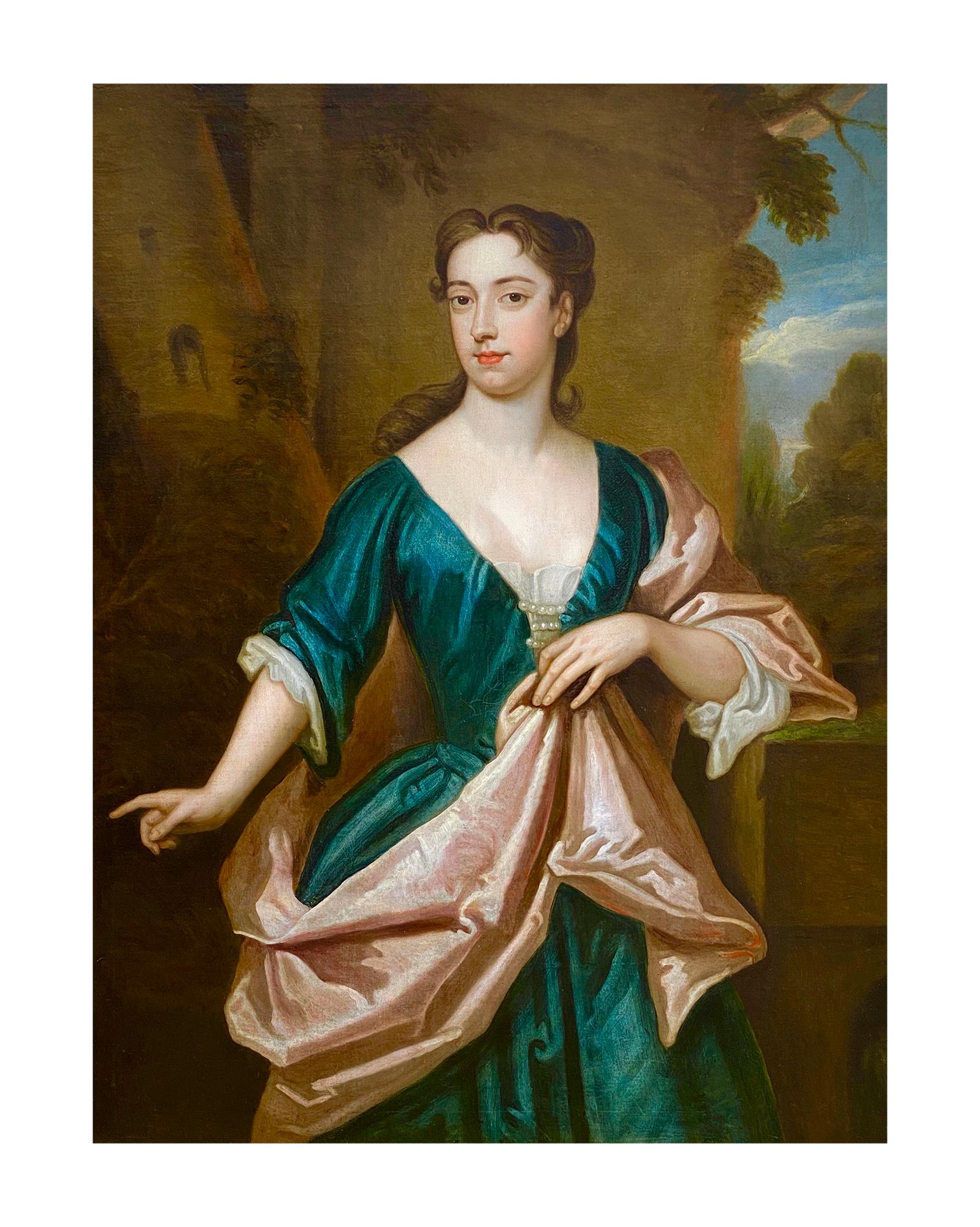 EARLY 18TH CENTURY ENGLISH PORTRAIT OF A LADY - CIRCLE OF SIR GODFREY KNELLER. For Sale 2