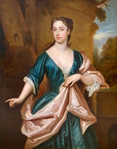 EARLY 18TH CENTURY ENGLISH PORTRAIT OF A LADY - CIRCLE OF SIR GODFREY KNELLER.