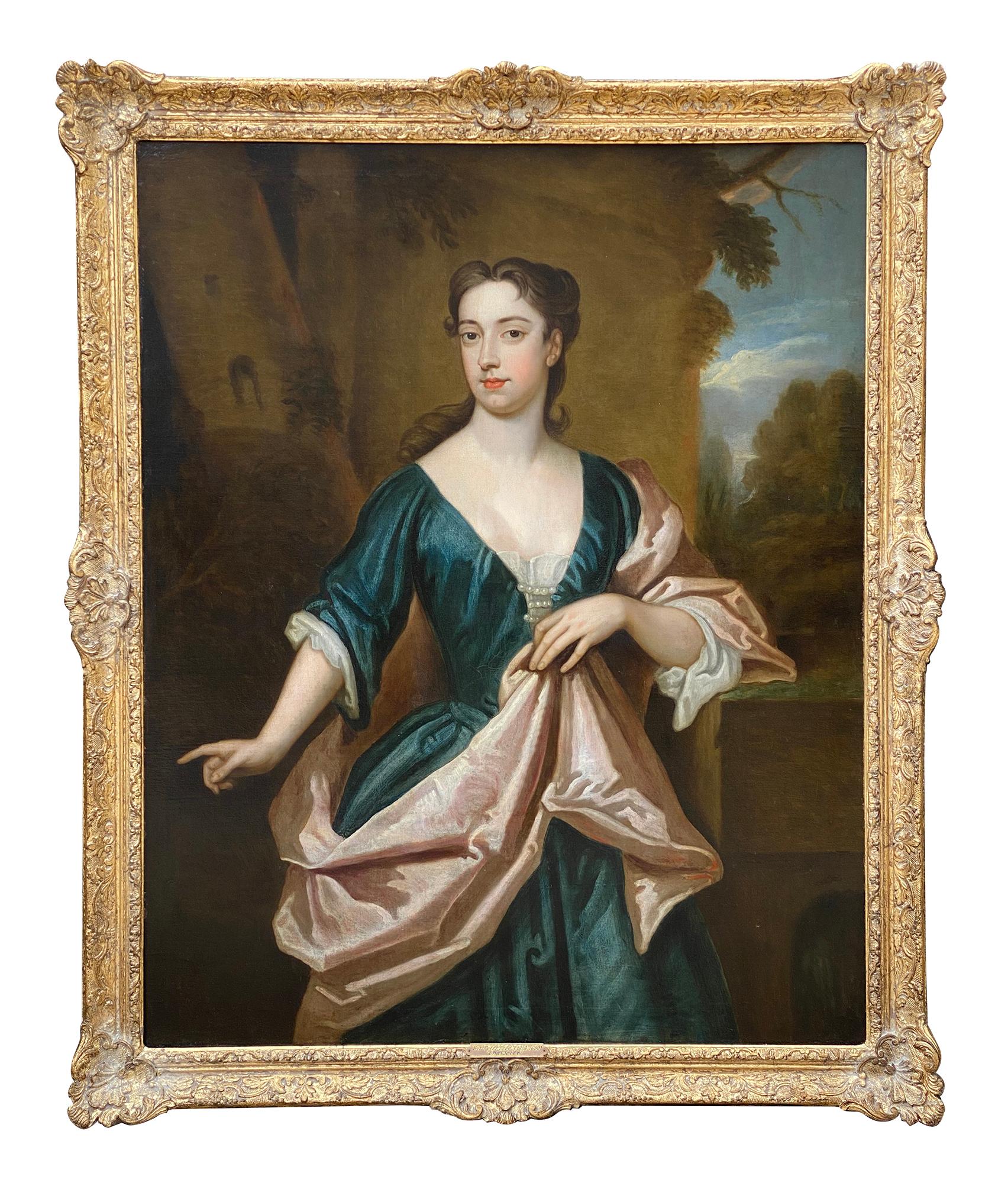 (Circle of) Godfrey Kneller Portrait Painting - EARLY 18TH CENTURY ENGLISH PORTRAIT OF A LADY - CIRCLE OF SIR GODFREY KNELLER.